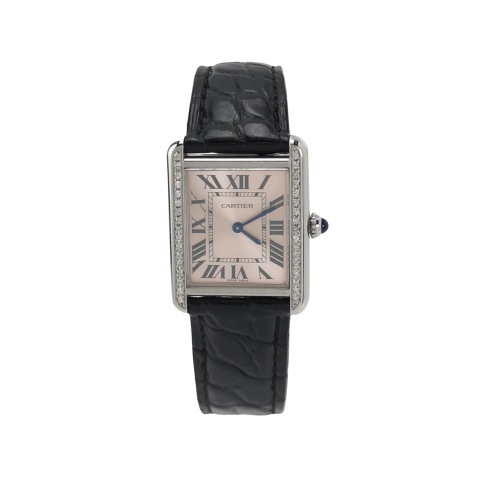 Cartier Must de Cartier Tank Quartz Watch Stainless Steel and Satin with Diamond Bezel 24