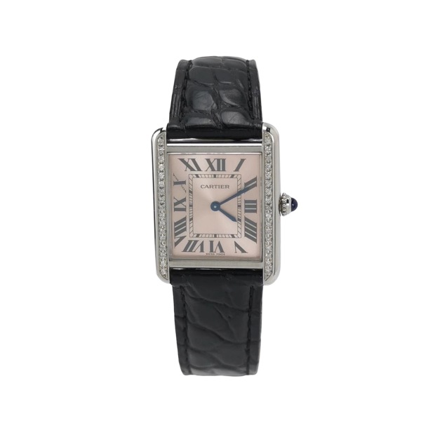 Cartier Must de Cartier Tank Quartz Watch Stainless Steel and Satin with Diamond Bezel 24 — pre-owned, Vierlot