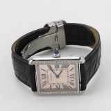 Cartier Must de Cartier Tank Quartz Watch Stainless Steel and Satin with Diamond Bezel 24 — thumbnail 2