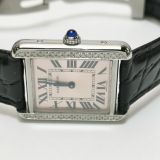 Cartier Must de Cartier Tank Quartz Watch Stainless Steel and Satin with Diamond Bezel 24 — thumbnail 3