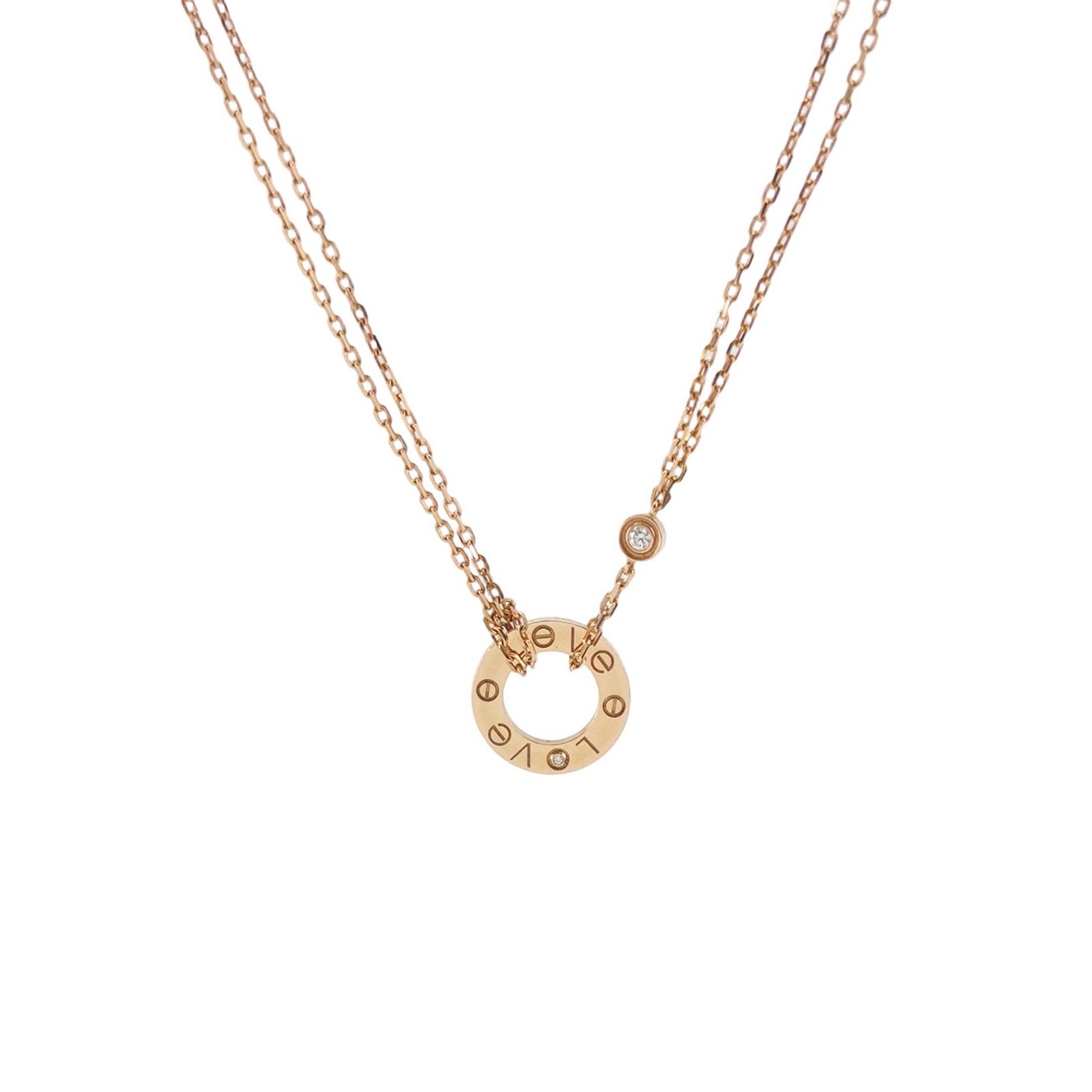 Cartier 2 Diamonds Love Pendant Necklace 18K Rose Gold and Diamonds — photo 1 of 7