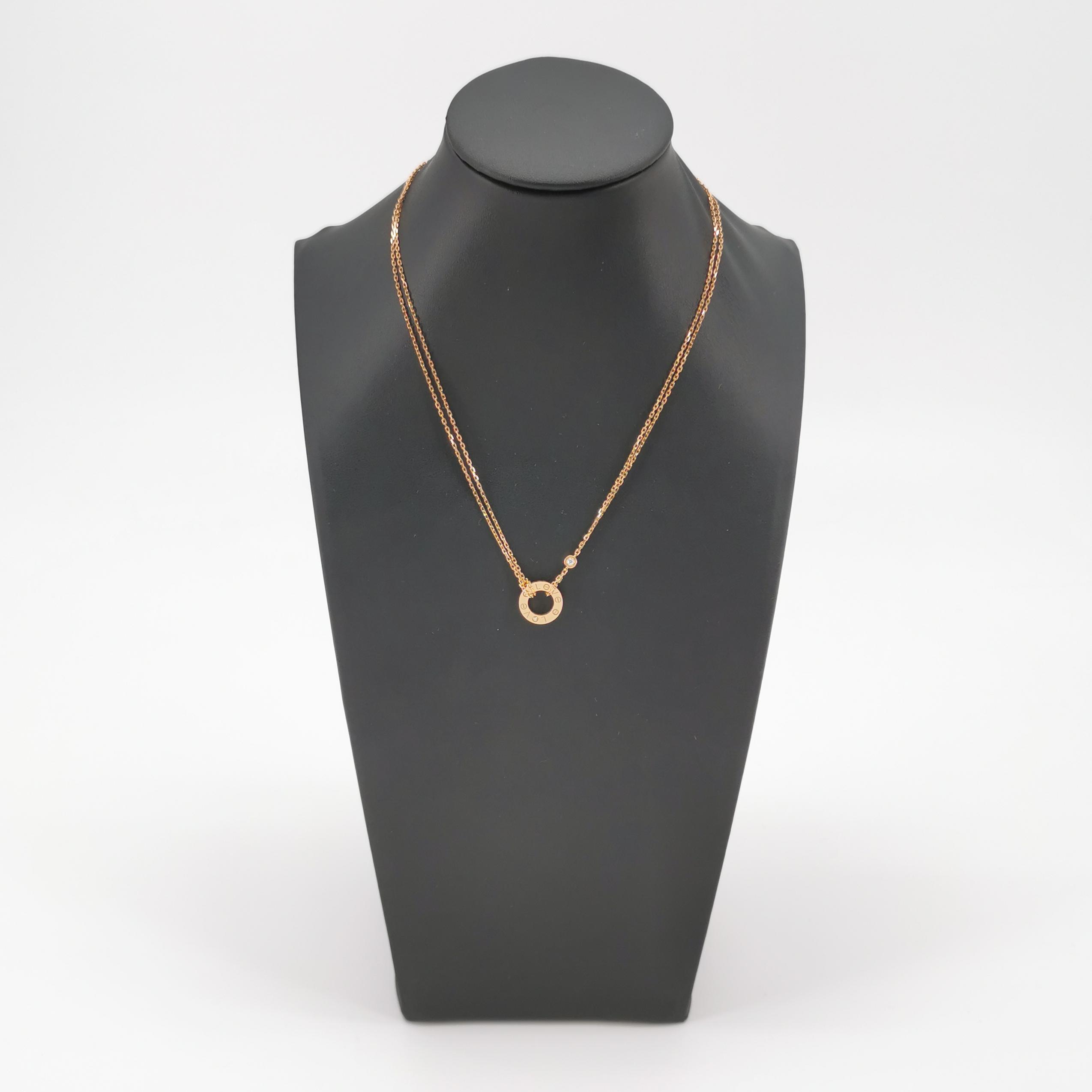 Cartier 2 Diamonds Love Pendant Necklace 18K Rose Gold and Diamonds — photo 2 of 7