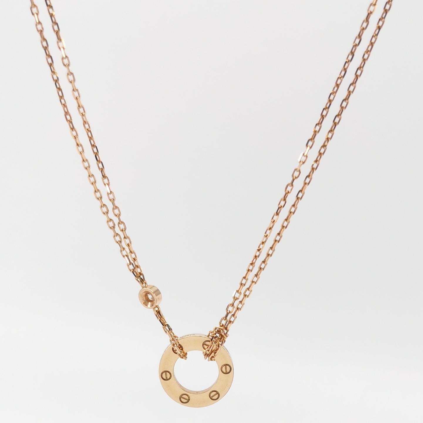 Cartier 2 Diamonds Love Pendant Necklace 18K Rose Gold and Diamonds — photo 3 of 7
