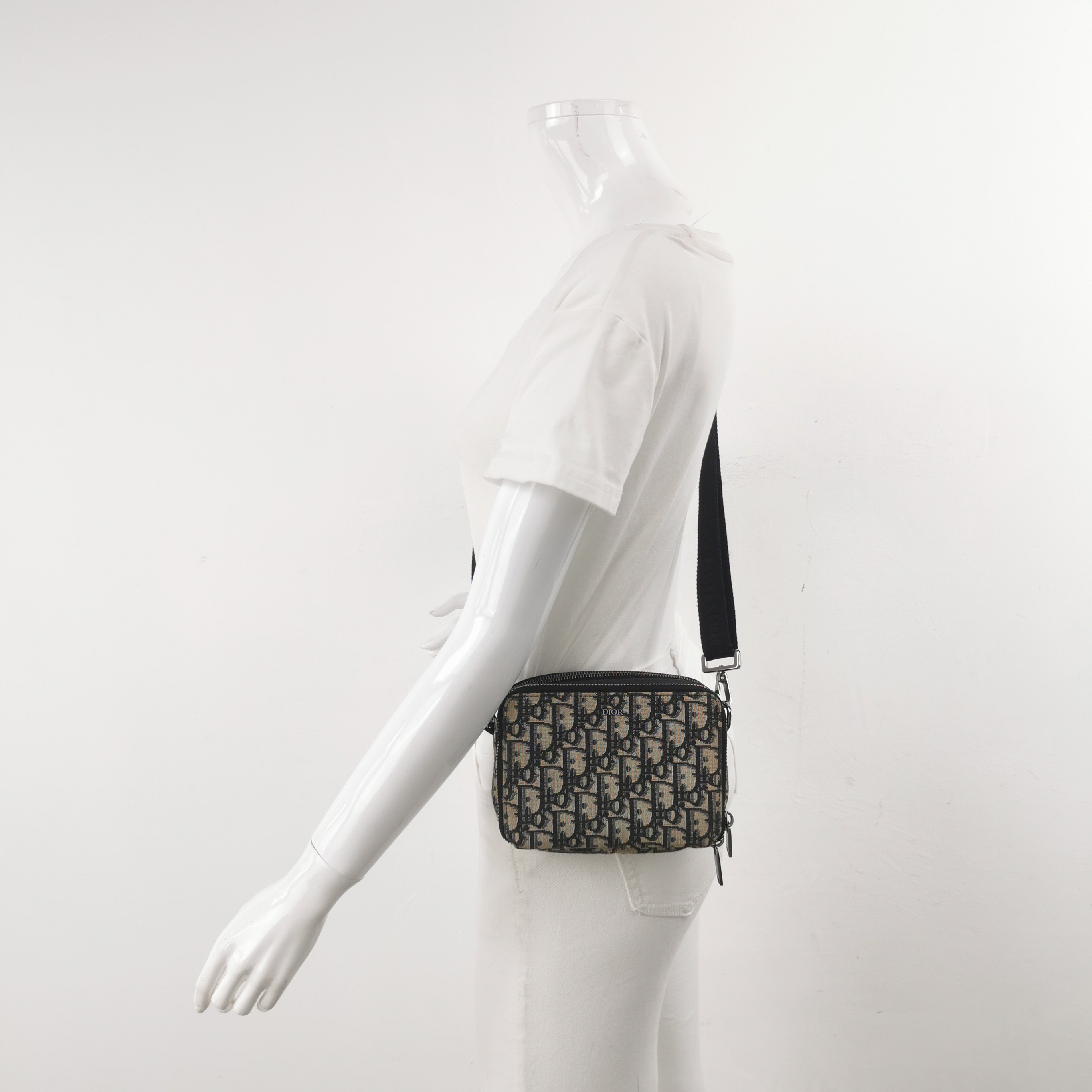 Christian Dior Double Zip Crossbody Pouch Oblique Canvas — alternate view