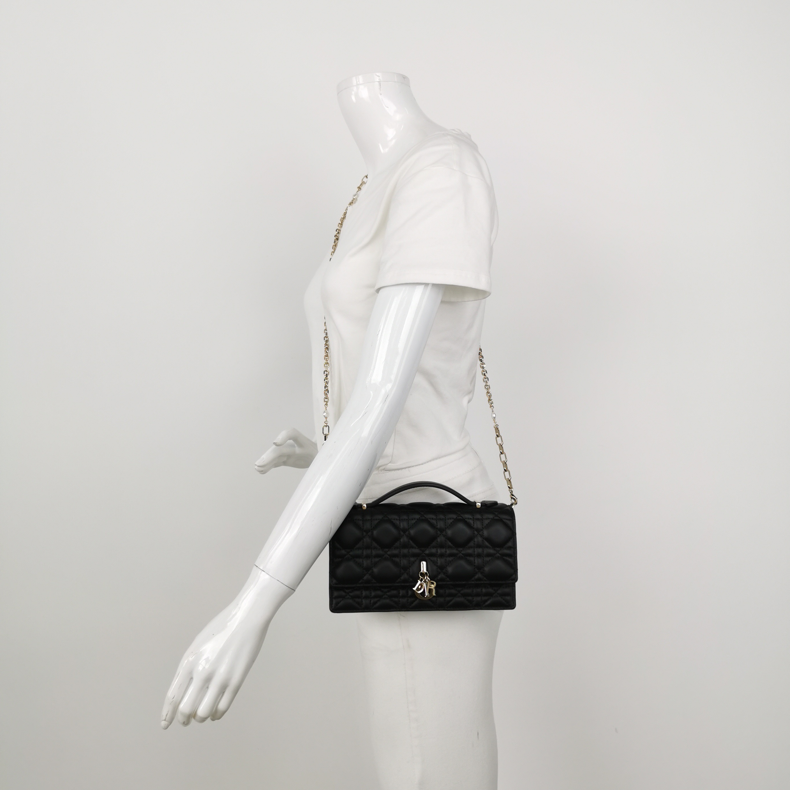 Christian Dior My Dior Top Handle Flap Bag Cannage Quilt Lambskin Mini — alternate view