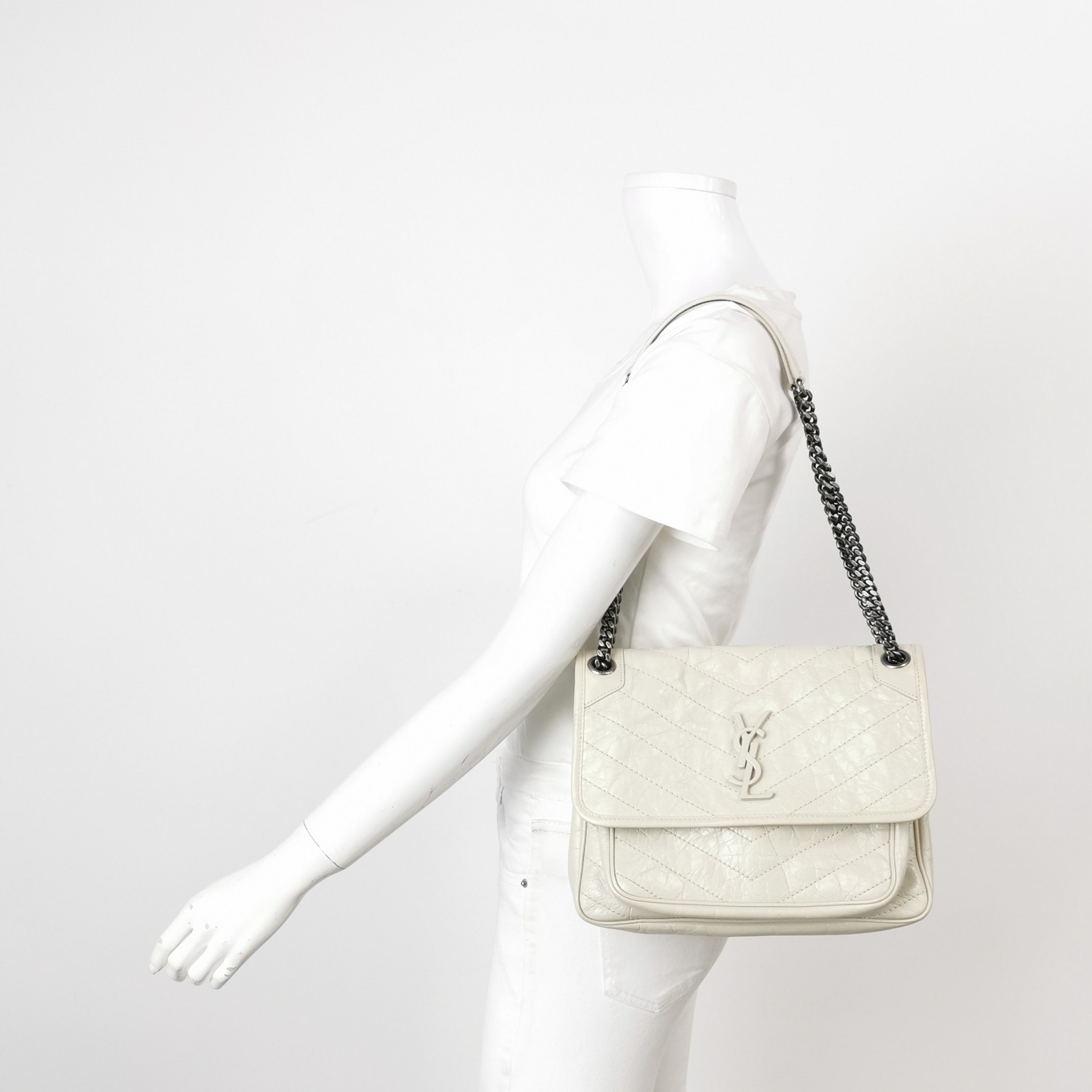 Saint Laurent Niki Chain Flap Bag Matelasse Chevron Leather Medium — alternate view
