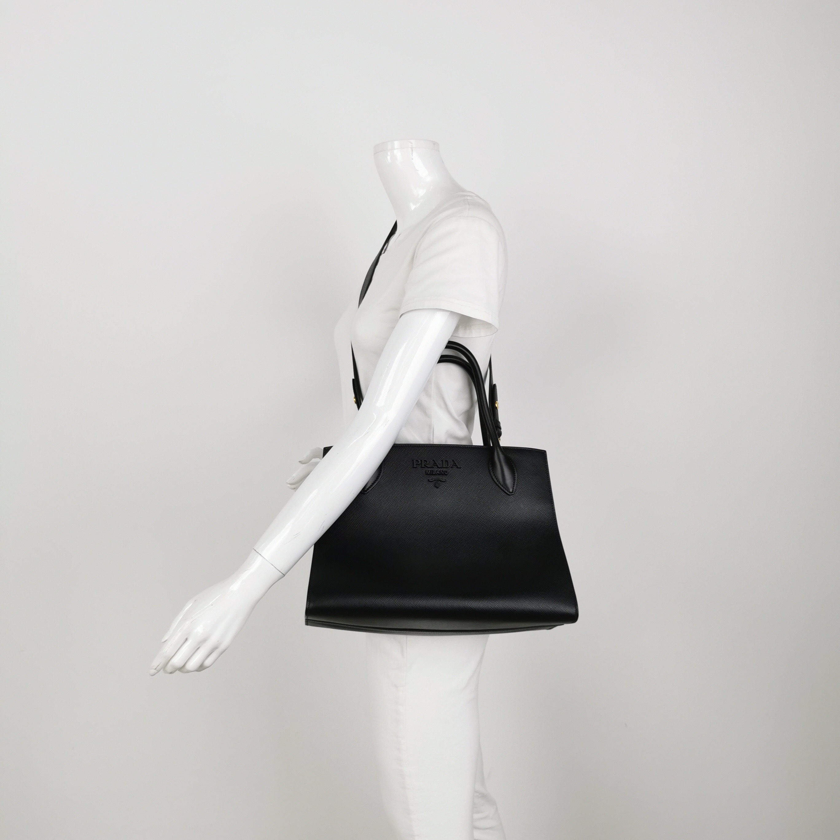 Prada Monochrome Tote Saffiano with City Calf Medium — alternate view