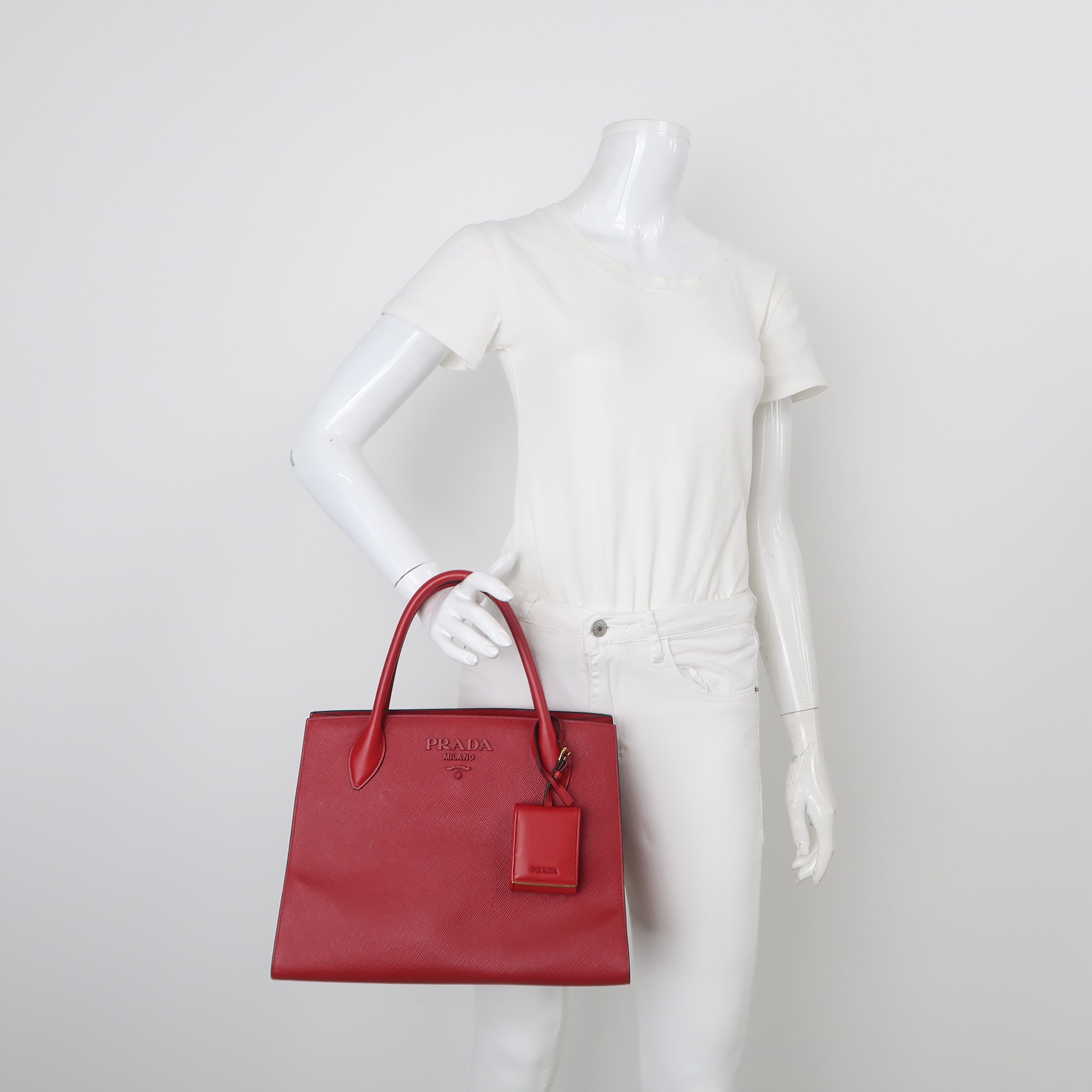 Prada Monochrome Tote Saffiano with City Calf Medium — alternate view