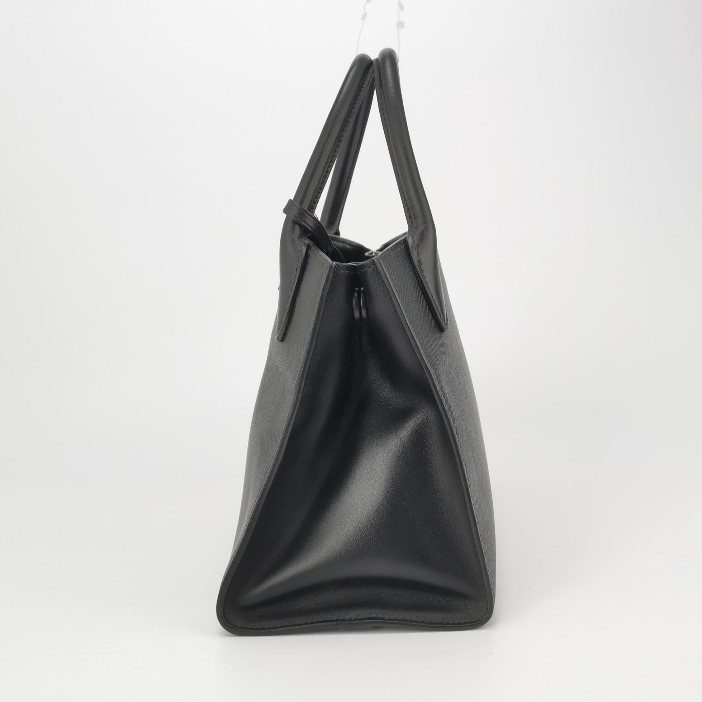 Prada Monochrome Tote Saffiano with City Calf Small — photo 4 of 25