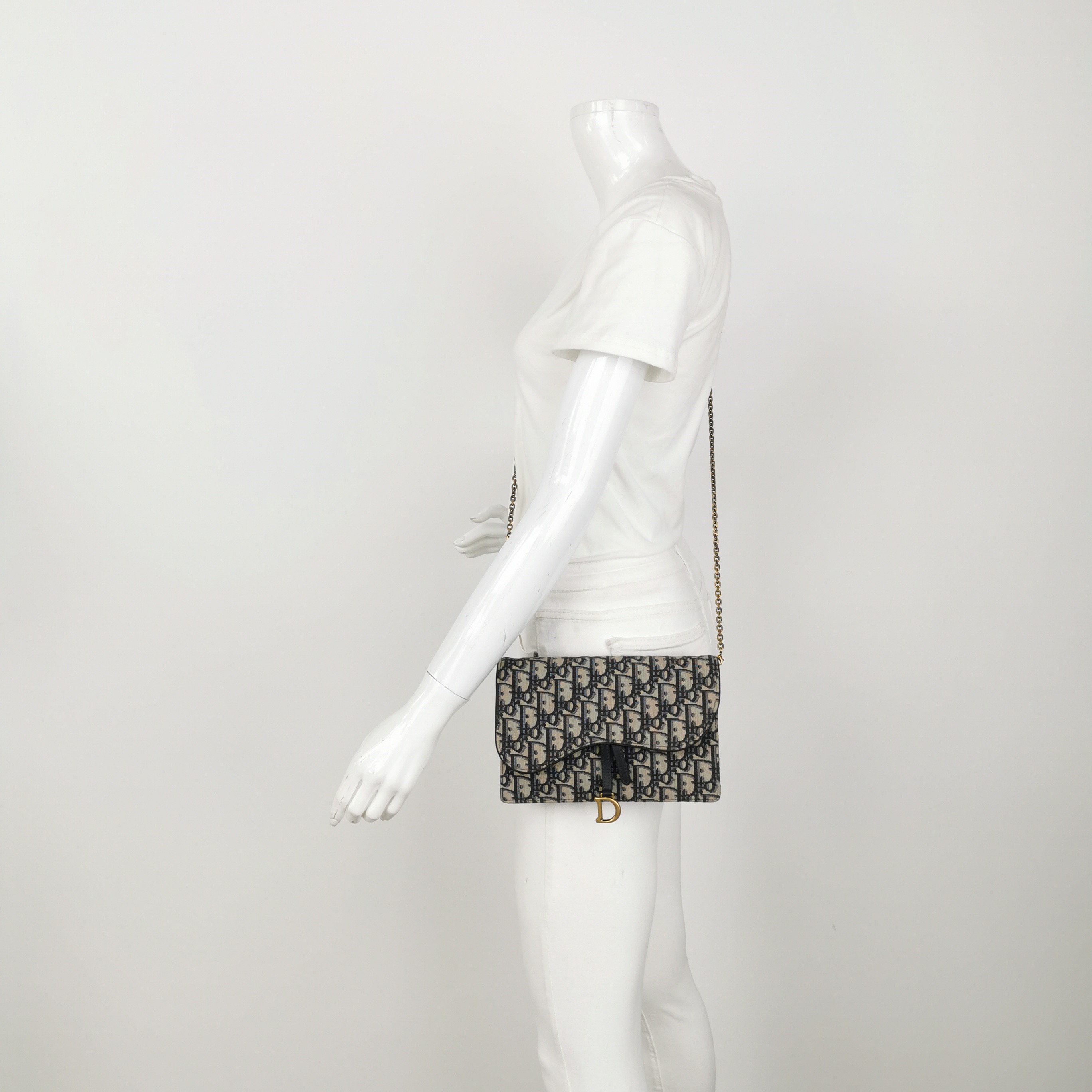 Dior Saddle Chain Clutch Oblique Canvas — alternate view