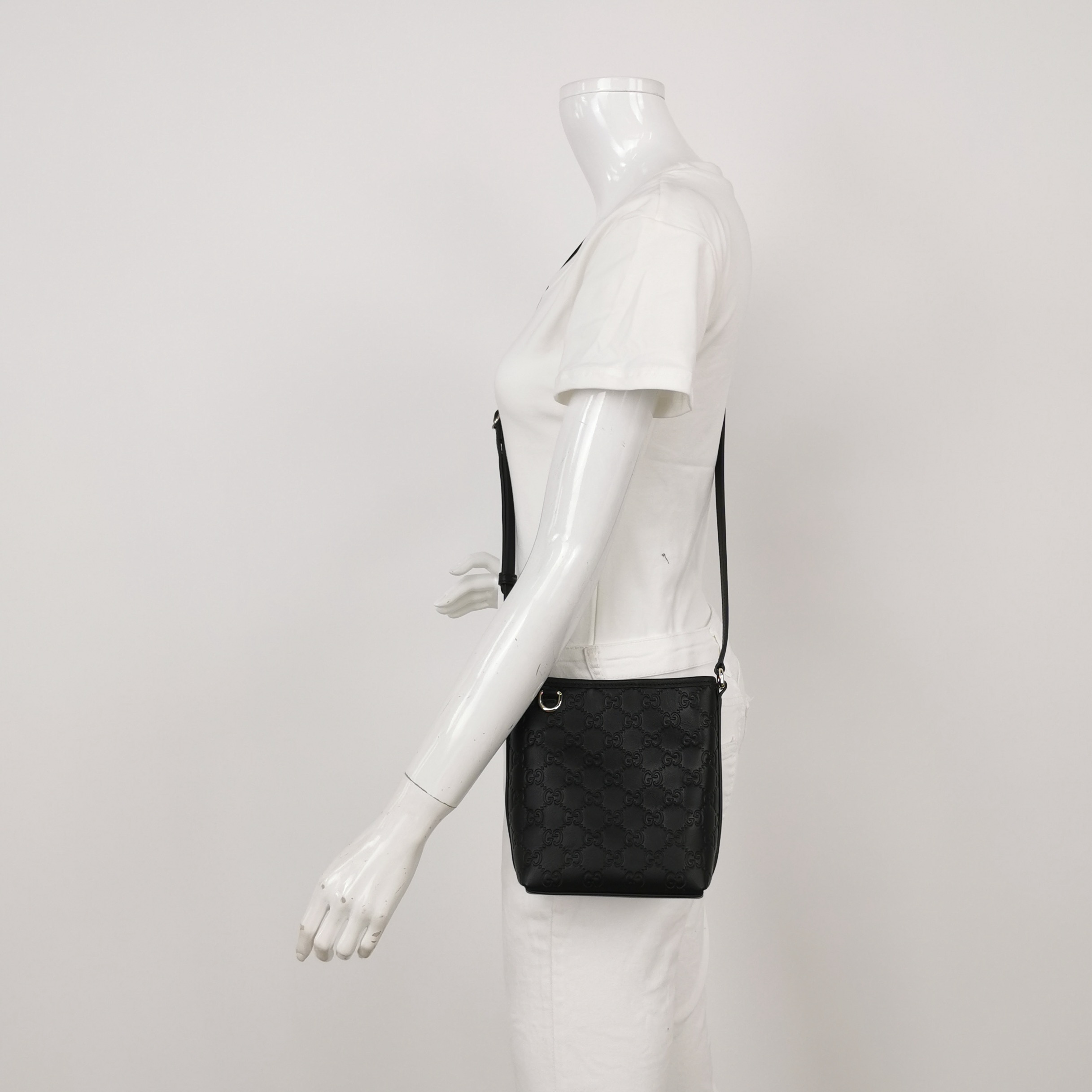 Gucci GG Emblem Bucket Bag GG Debossed Leather Nano — alternate view