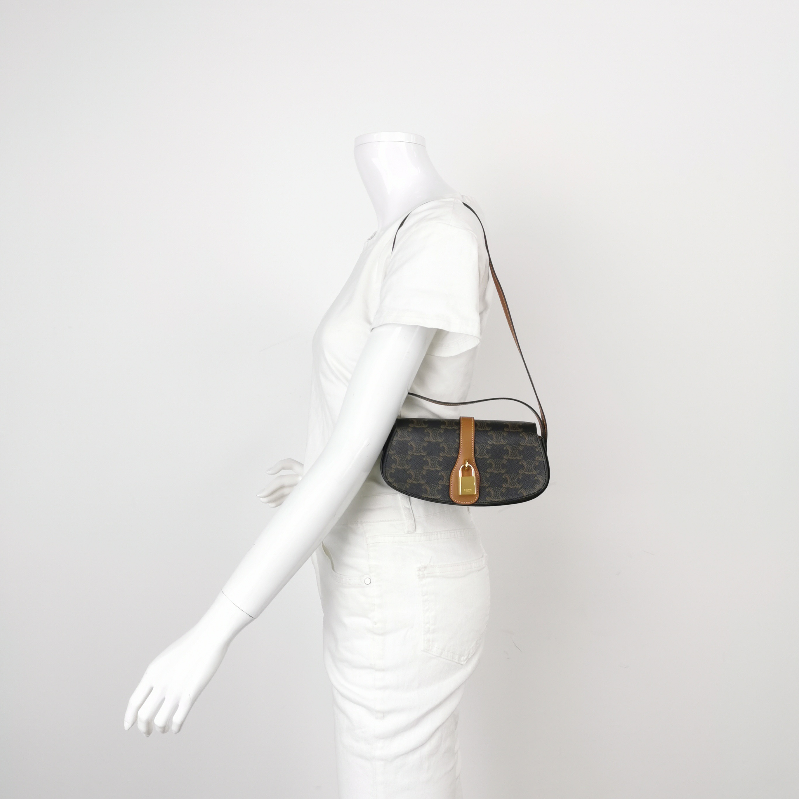 Celine Tabou Clutch with Strap Triomphe Coated Canvas — alternate view