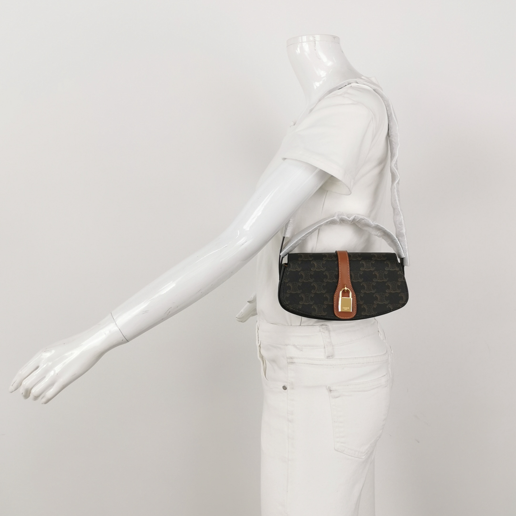 Celine Tabou Clutch with Strap Triomphe Coated Canvas — alternate view