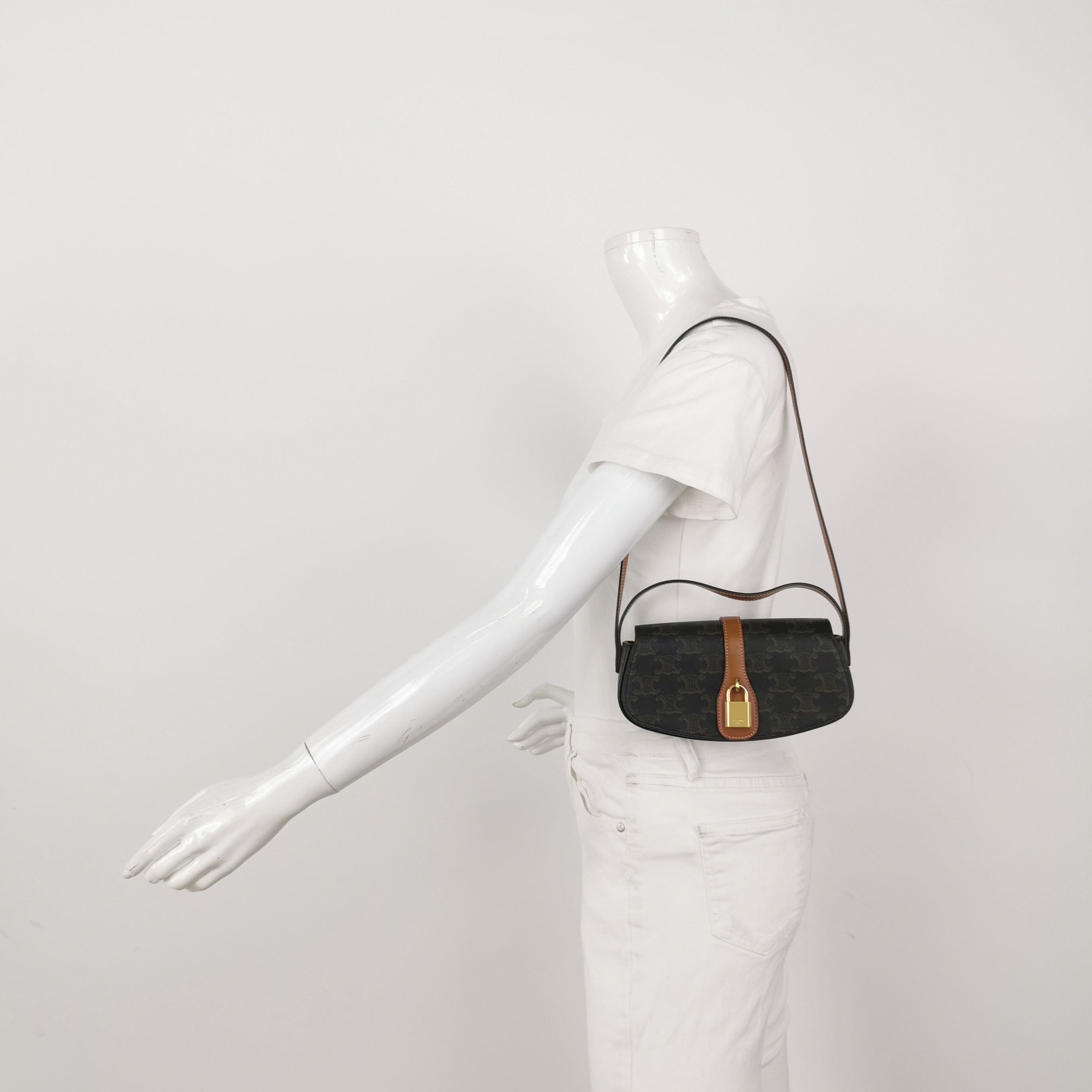Celine Tabou Clutch with Strap Triomphe Coated Canvas — alternate view