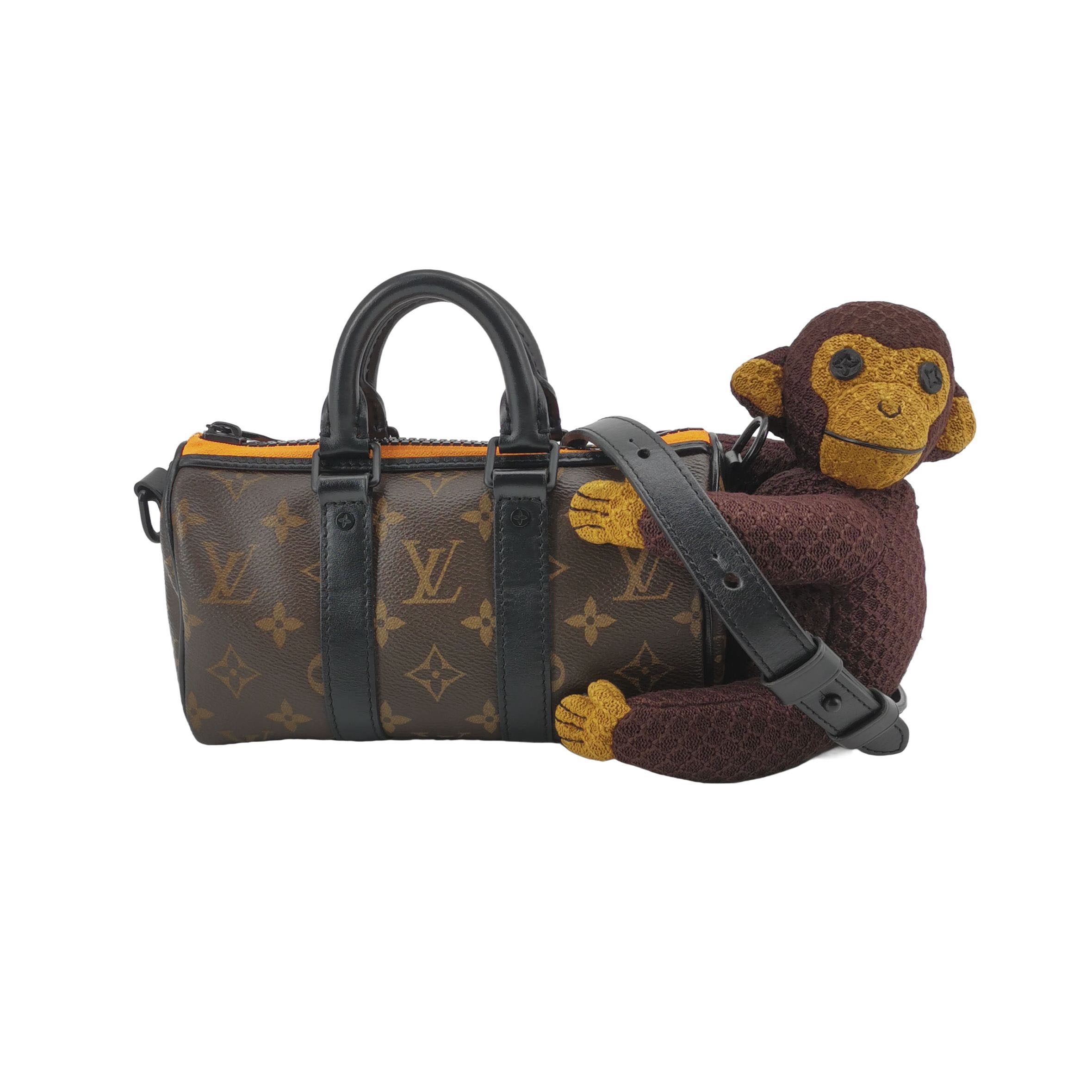 Louis Vuitton(LV) Keepall Bandouliere Bag Monogram Canvas with LV Friends Plush Monkey XS — photo 1 of 22