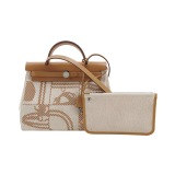 Hermes Herbag Zip Relief Brides de Gala Toile and Leather 31 — thumbnail 1