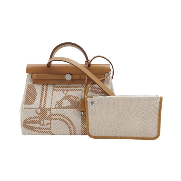 Hermes Herbag Zip Relief Brides de Gala Toile and Leather 31 — pre-owned, Vierlot
