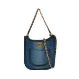 Chanel Matelasse Hobo Shoulder Bag Denim Leather — thumbnail 1