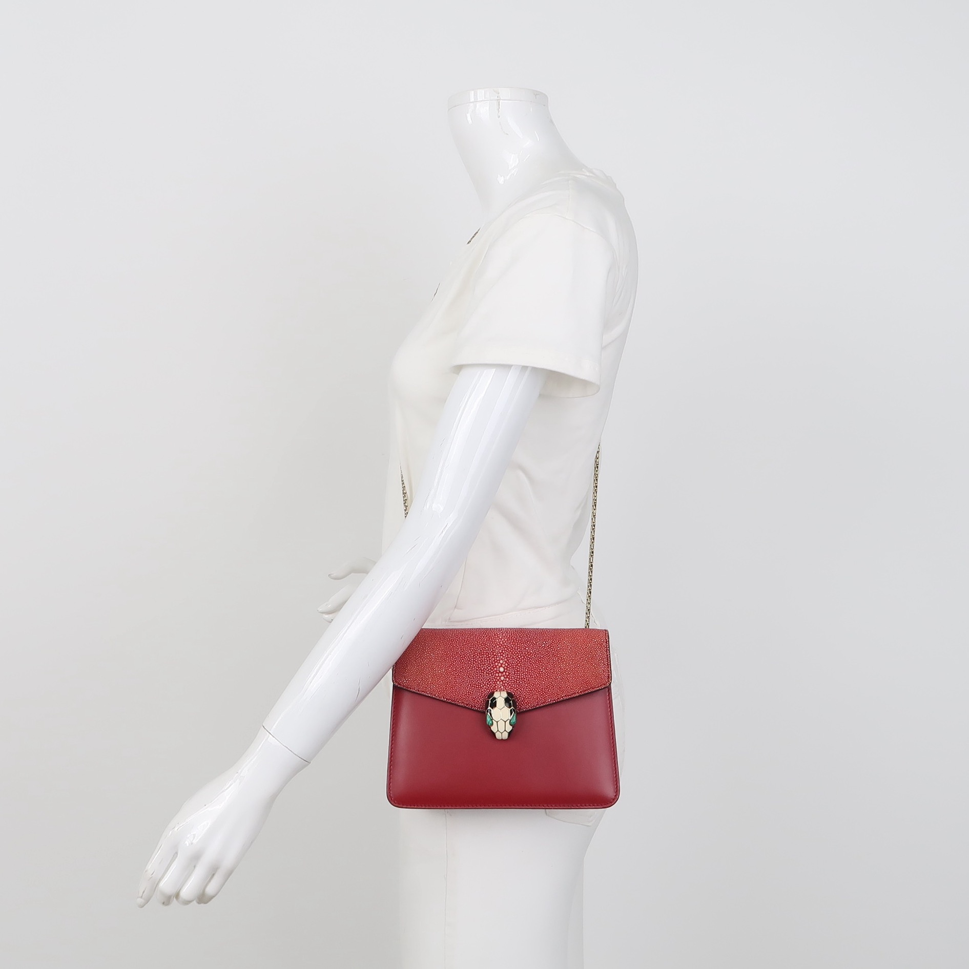 Bvlgari Serpenti Forever Square Shoulder Bag Leather and Stingray Small — alternate view