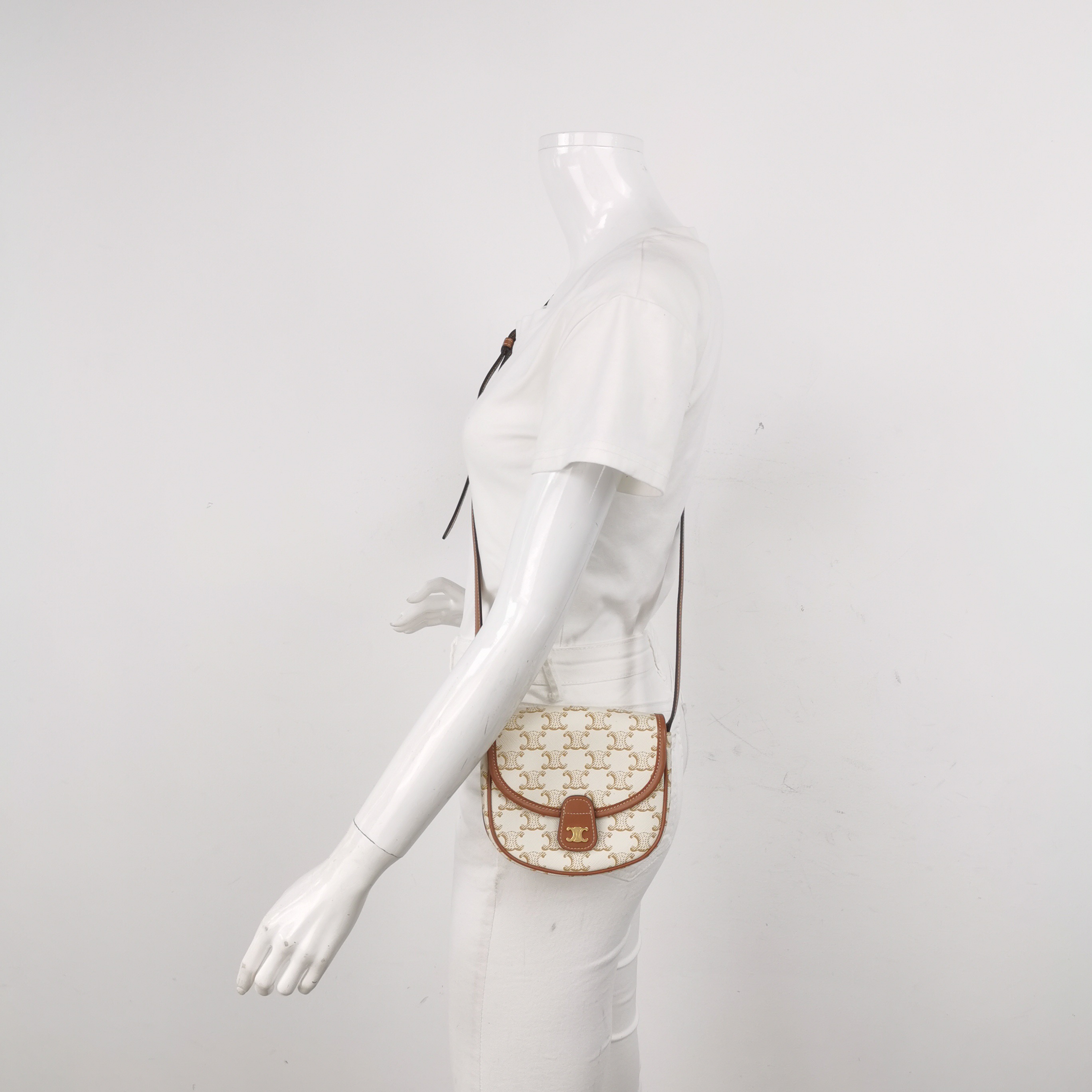 Celine Besace Flap Bag Triomphe Coated Canvas Mini — alternate view