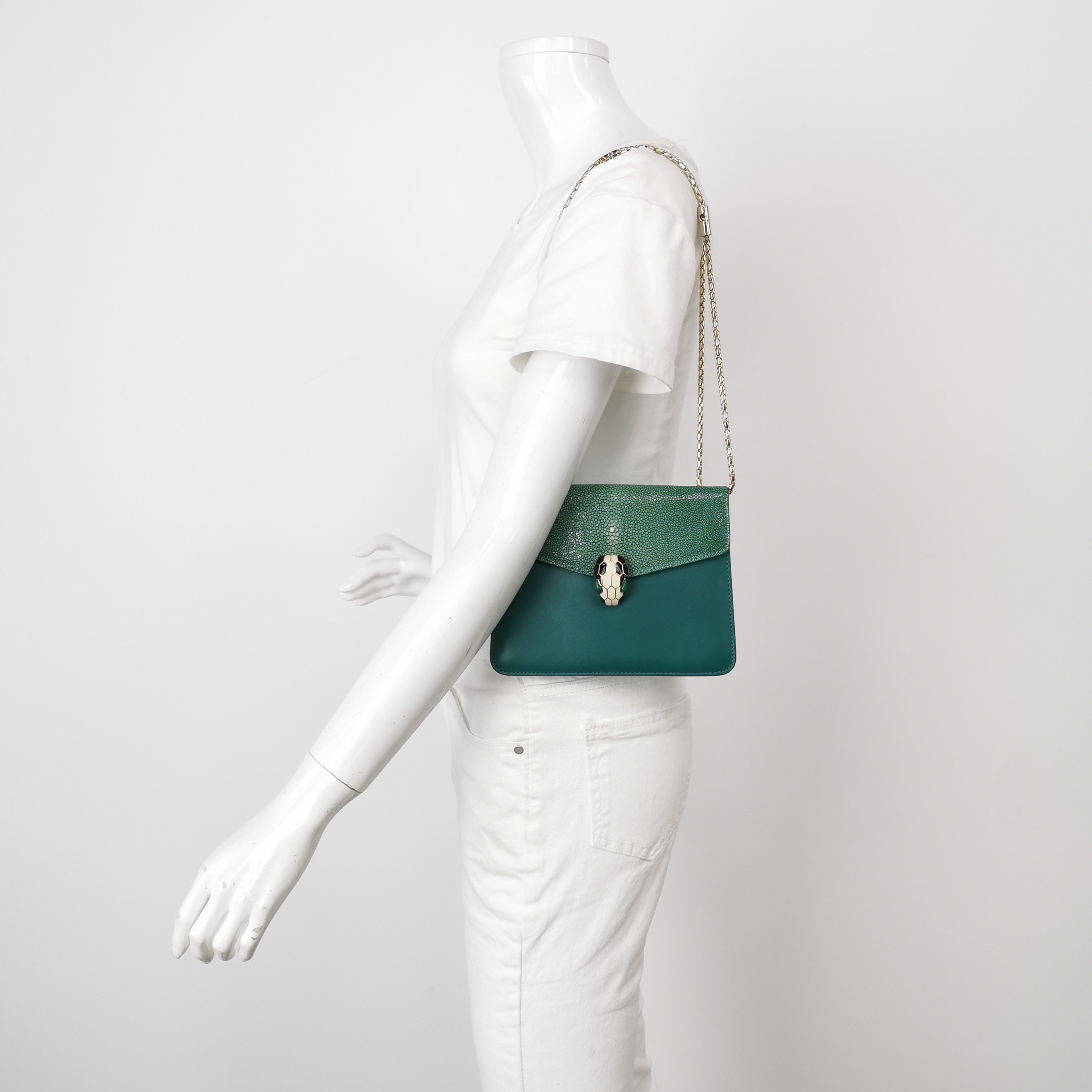 Bvlgari Serpenti Forever Square Shoulder Bag Leather and Stingray Small — alternate view