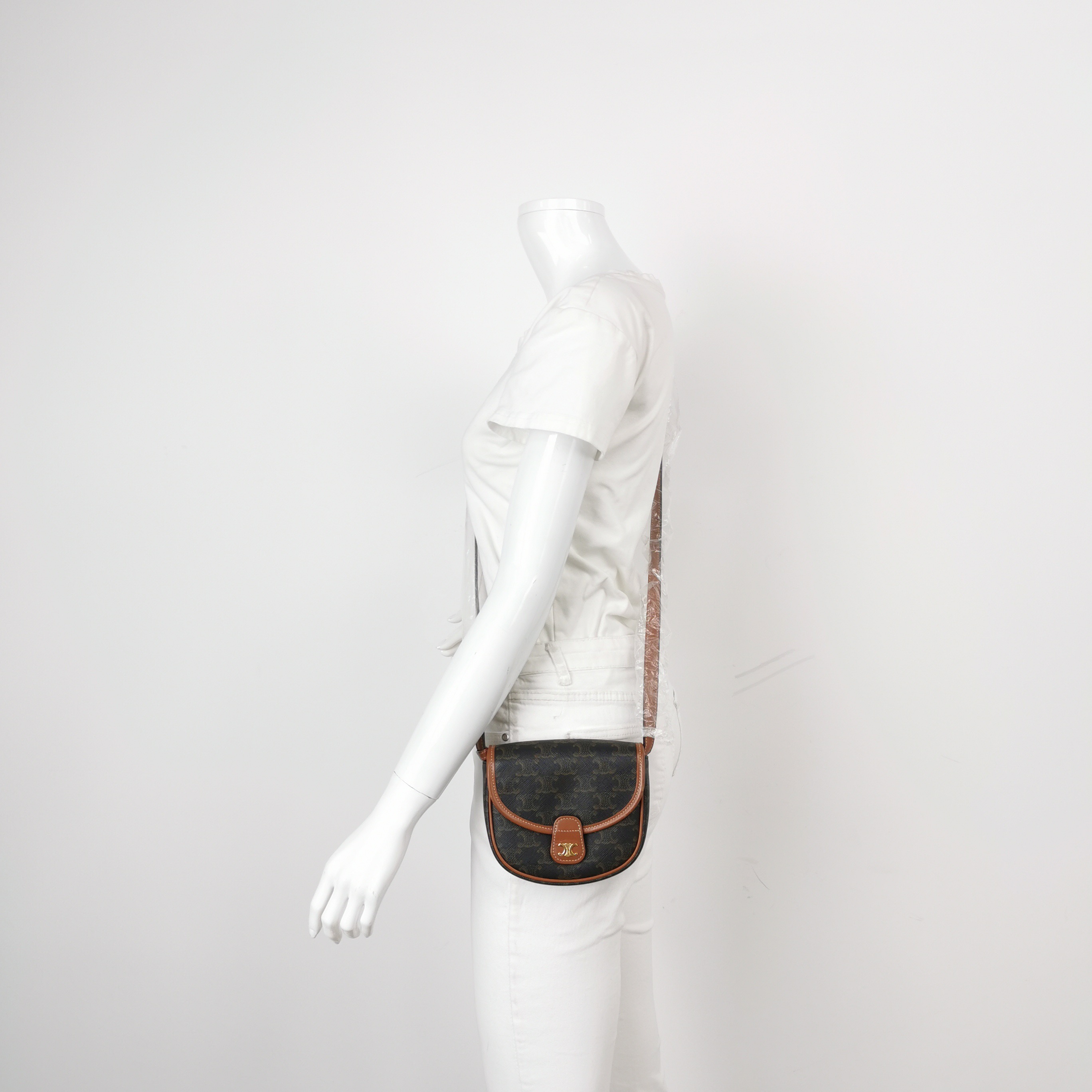 Celine Besace Flap Bag Triomphe Coated Canvas Mini — alternate view