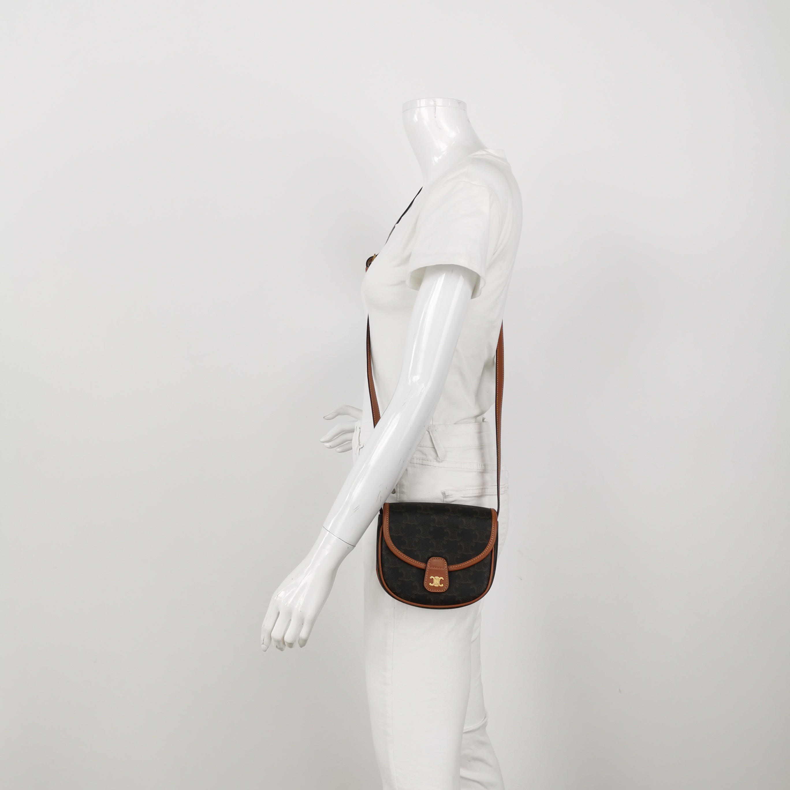 Celine Besace Flap Bag Triomphe Coated Canvas Mini — alternate view