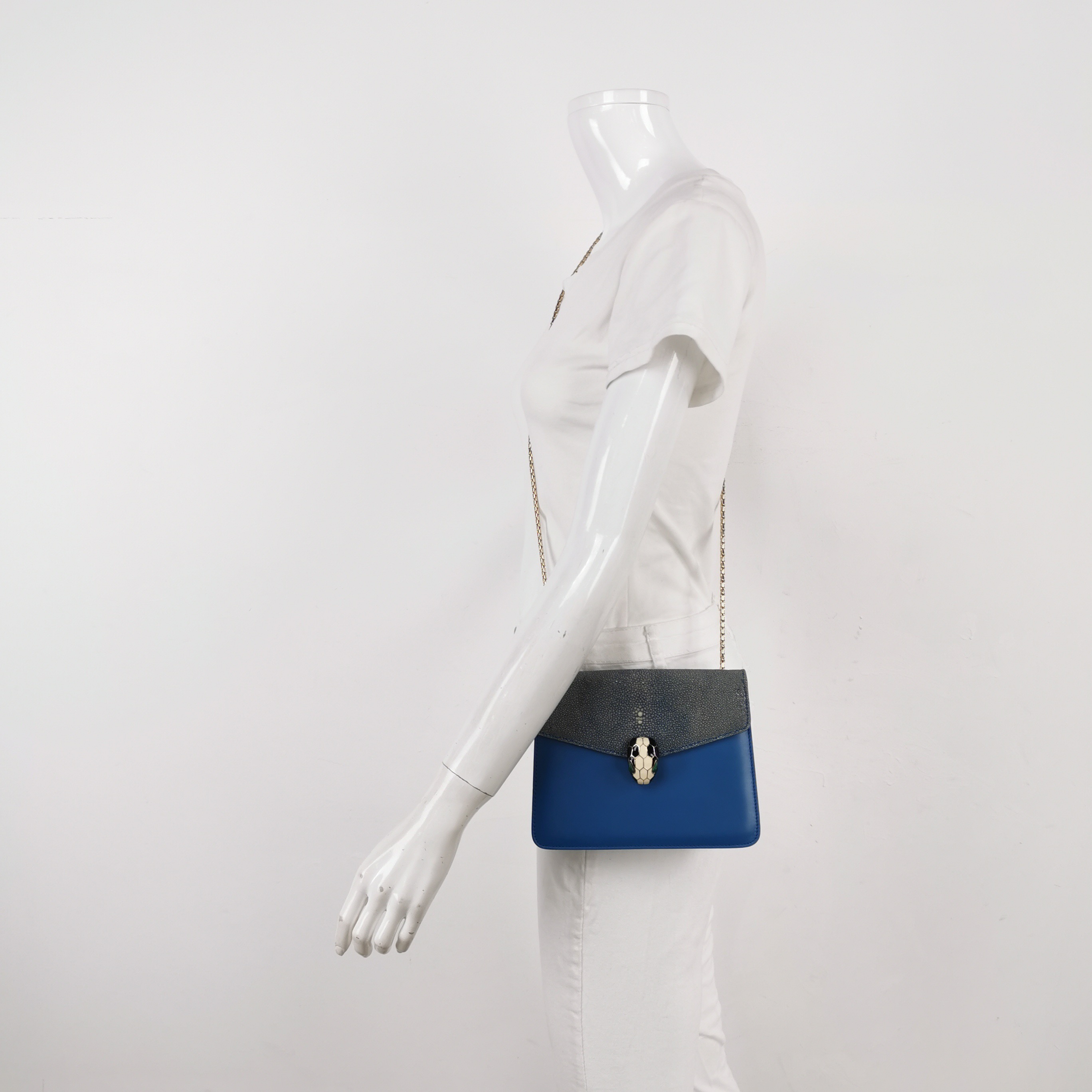 Bvlgari Serpenti Forever Square Shoulder Bag Leather and Stingray Small — alternate view