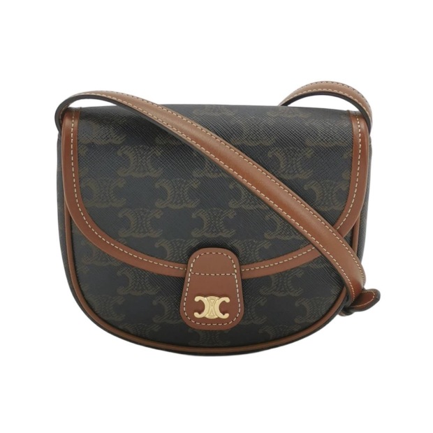 Celine Besace Flap Bag Triomphe Coated Canvas Mini — pre-owned, Vierlot