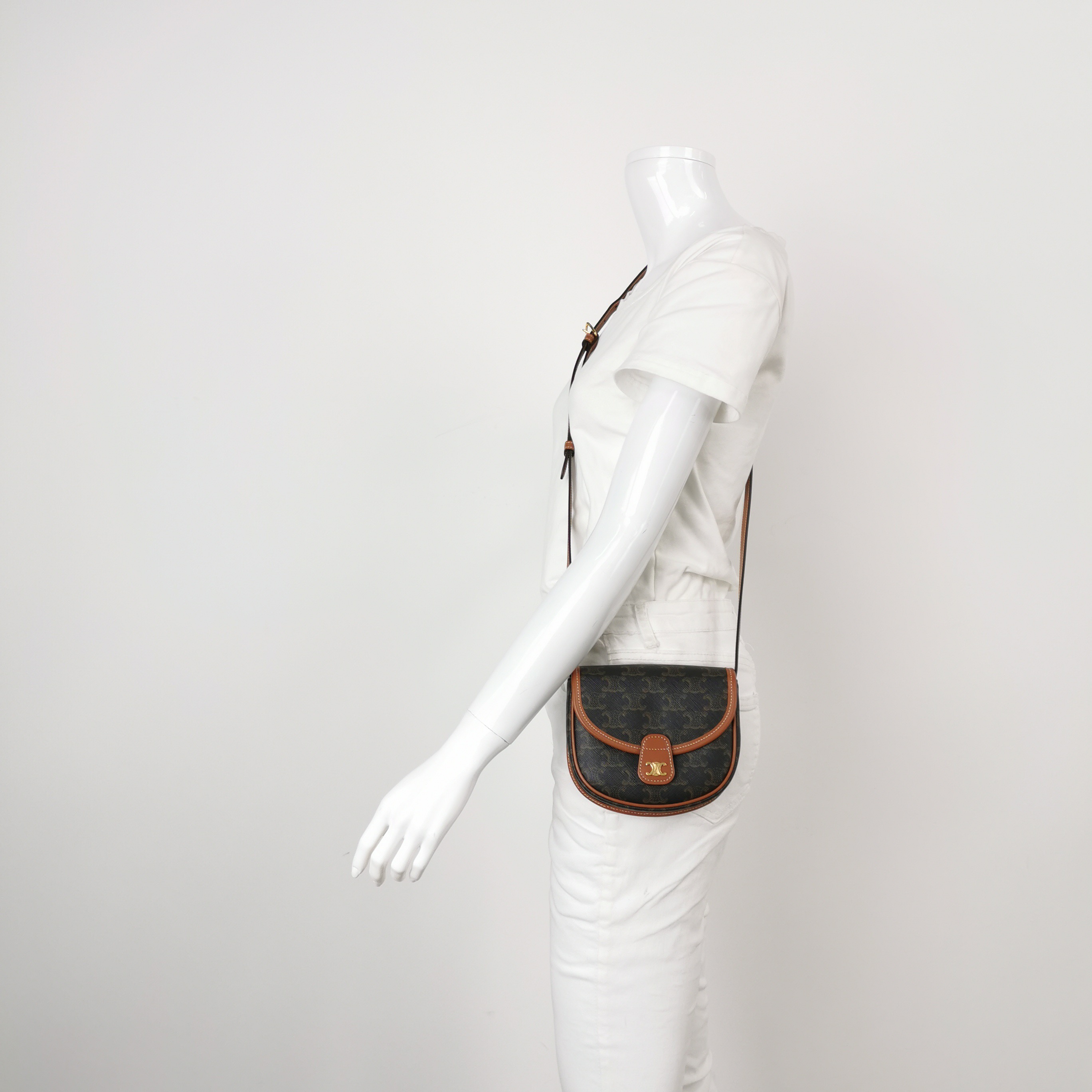 Celine Besace Flap Bag Triomphe Coated Canvas Mini — alternate view