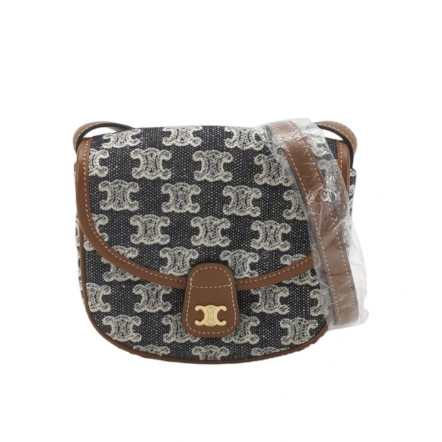Celine Besace Flap Bag Triomphe Coated Canvas Mini — pre-owned, Vierlot