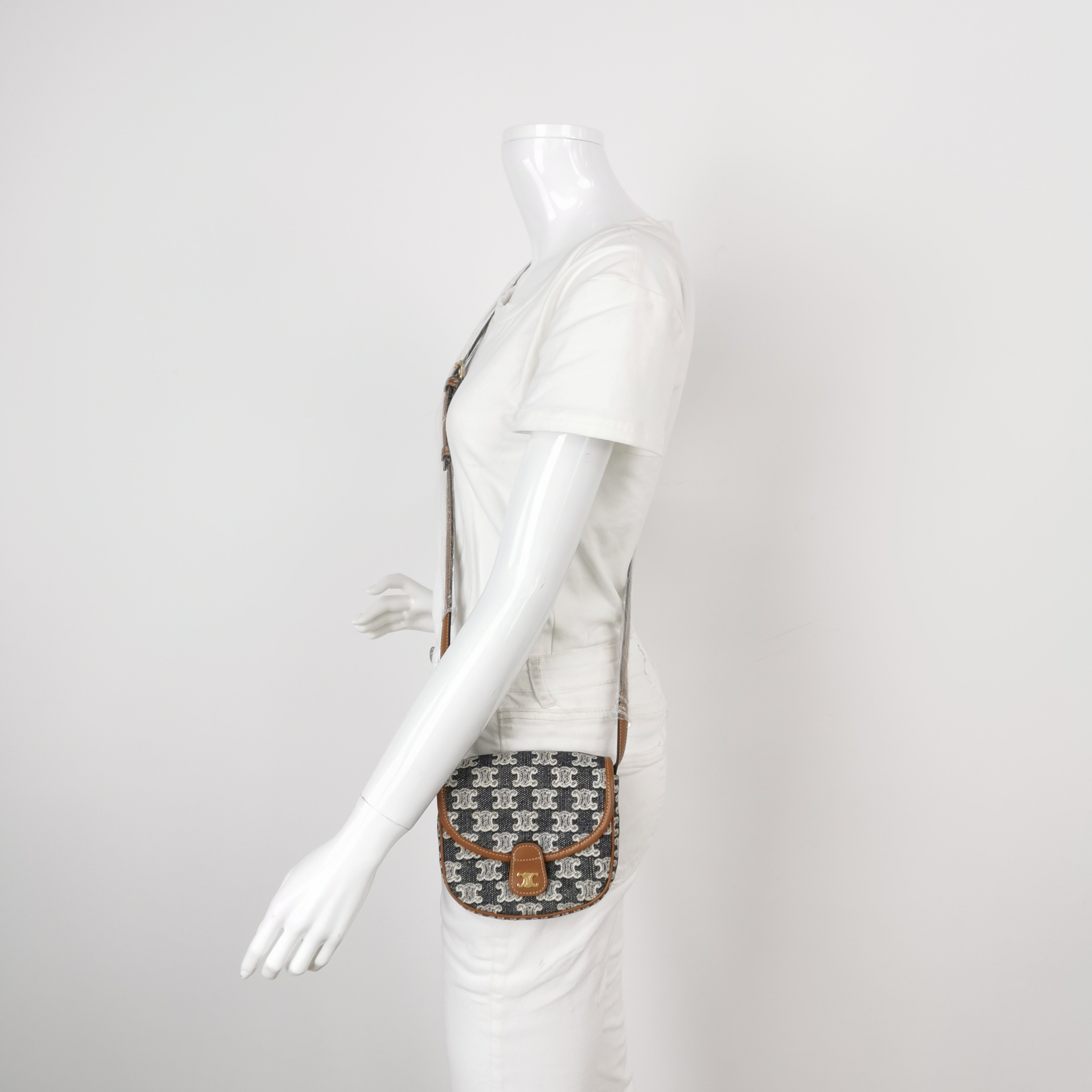 Celine Besace Flap Bag Triomphe Coated Canvas Mini — alternate view