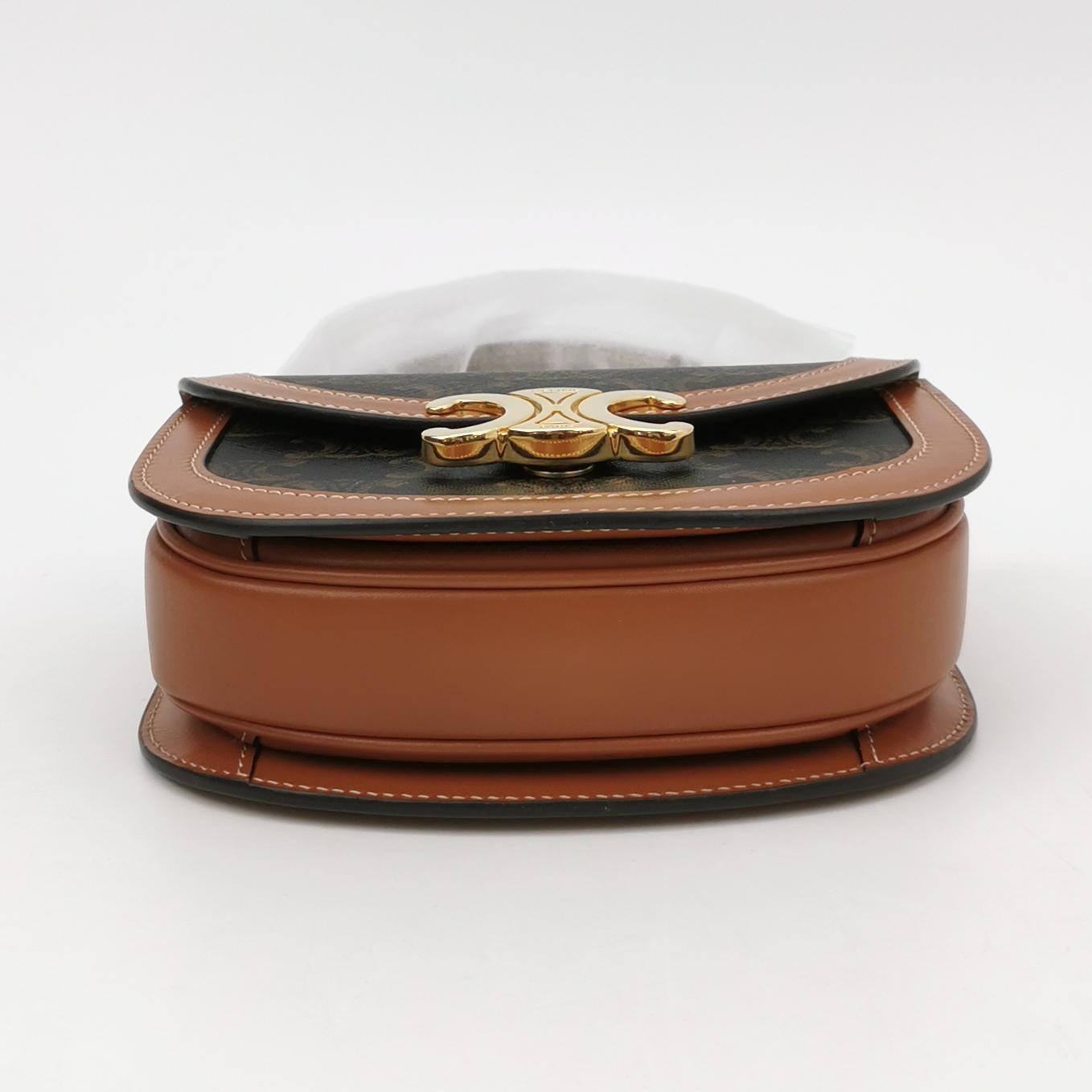 Celine Triomphe Besace Clea Top Handle Flap Bag Triomphe Coated Canvas Mini — photo 6 of 15