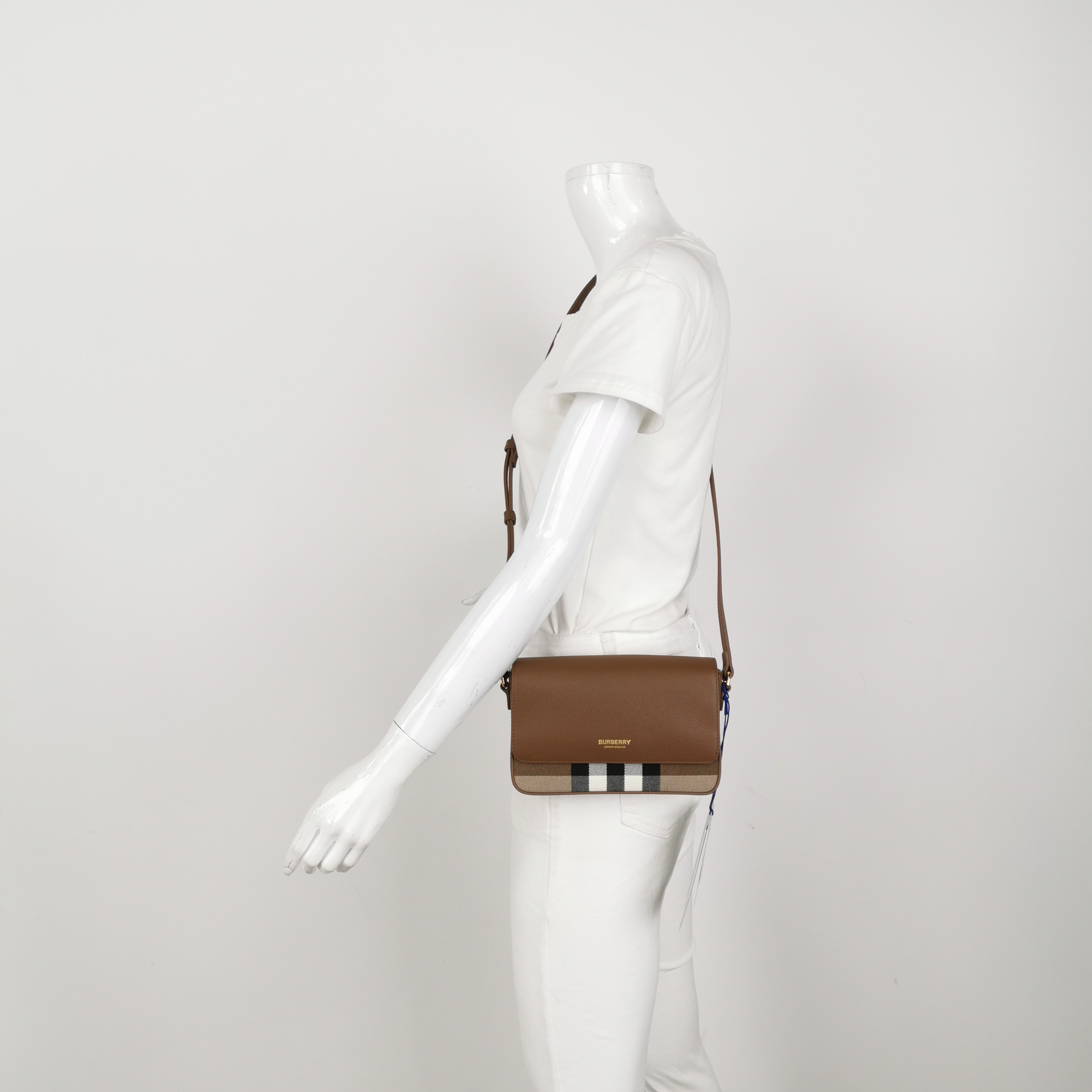 Burberry New Hampshire Shoulder Bag House Check Canvas and Leather Small — alternate view