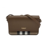 Burberry New Hampshire Shoulder Bag House Check Canvas and Leather Small — thumbnail 1