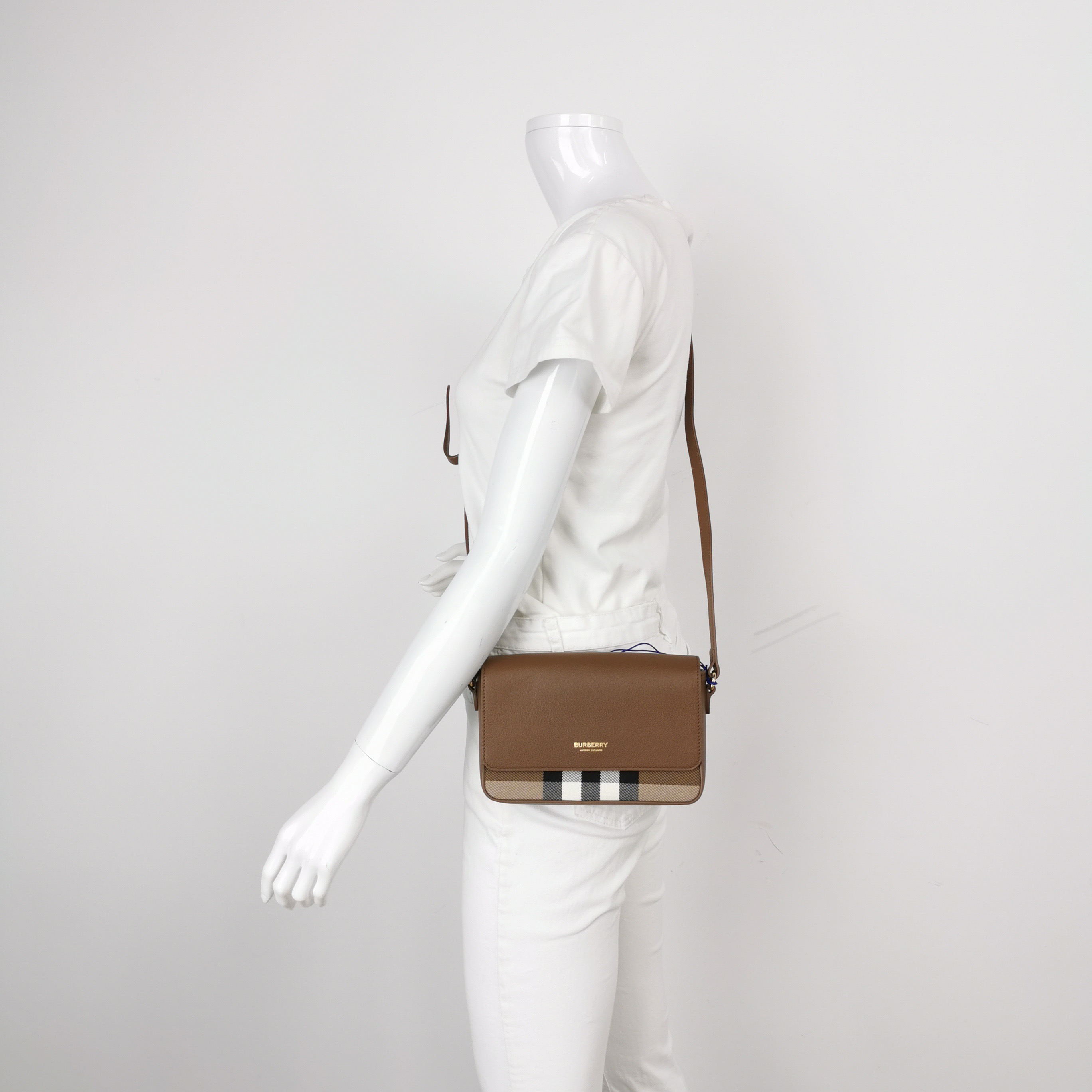 Burberry New Hampshire Shoulder Bag House Check Canvas and Leather Small — alternate view