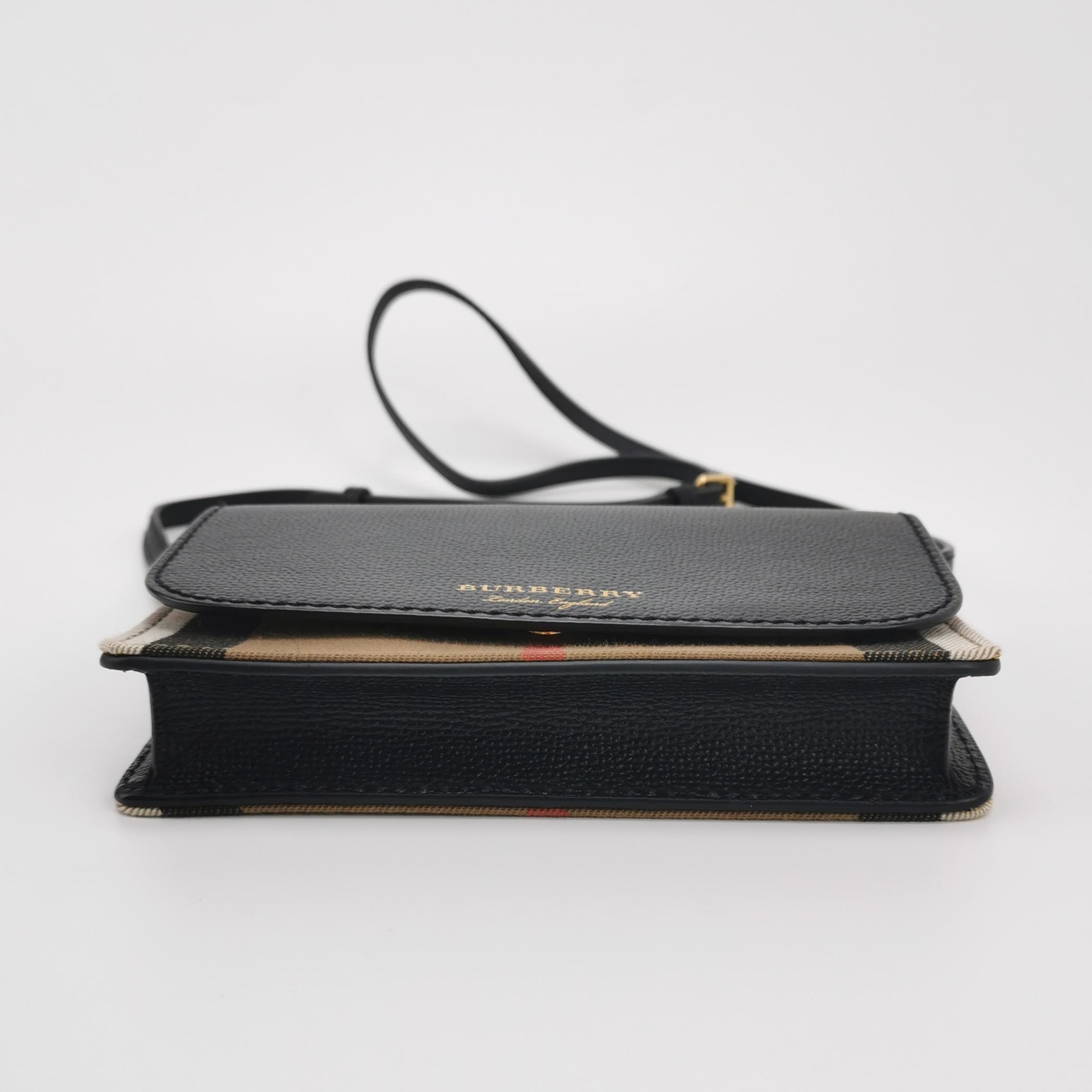 Burberry Hampshire Wallet on Chain Leather and House Check Canvas — photo 6 of 12