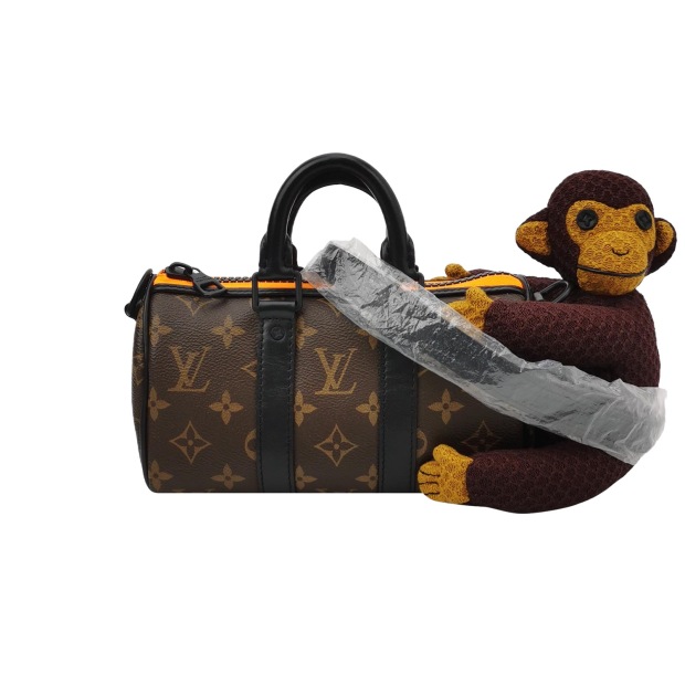 Louis Vuitton(LV) Keepall Bandouliere Bag Monogram Canvas with LV Friends Plush Monkey XS — pre-owned, Vierlot