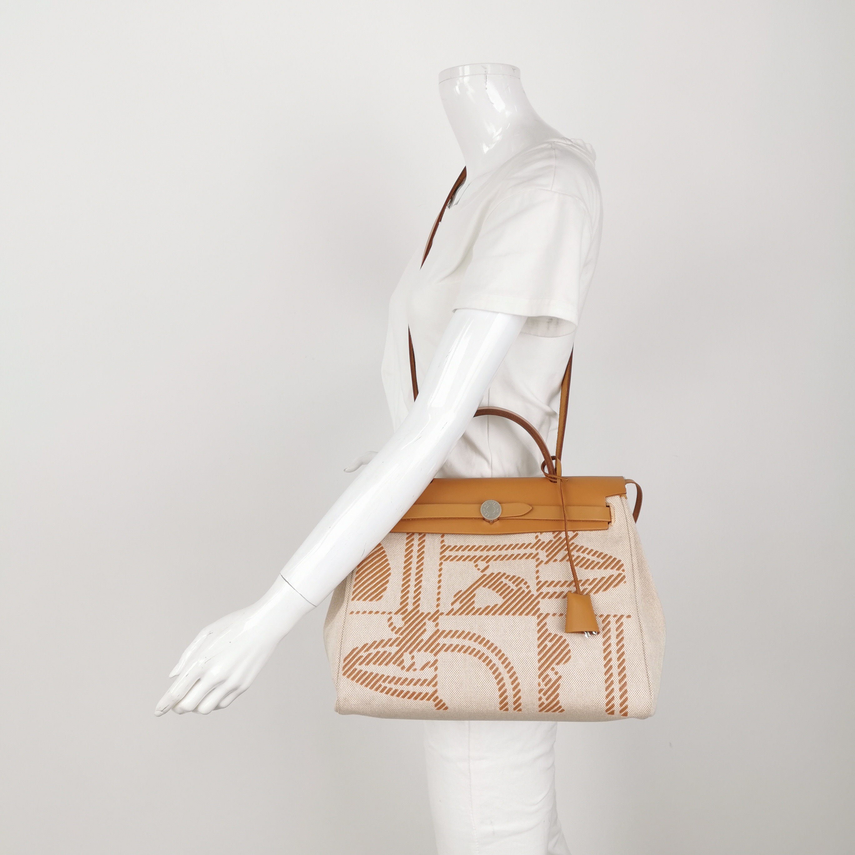Hermes Herbag Zip Relief Brides de Gala Toile and Leather 31 — alternate view