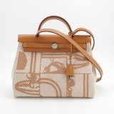 Hermes Herbag Zip Relief Brides de Gala Toile and Leather 31 — thumbnail 5