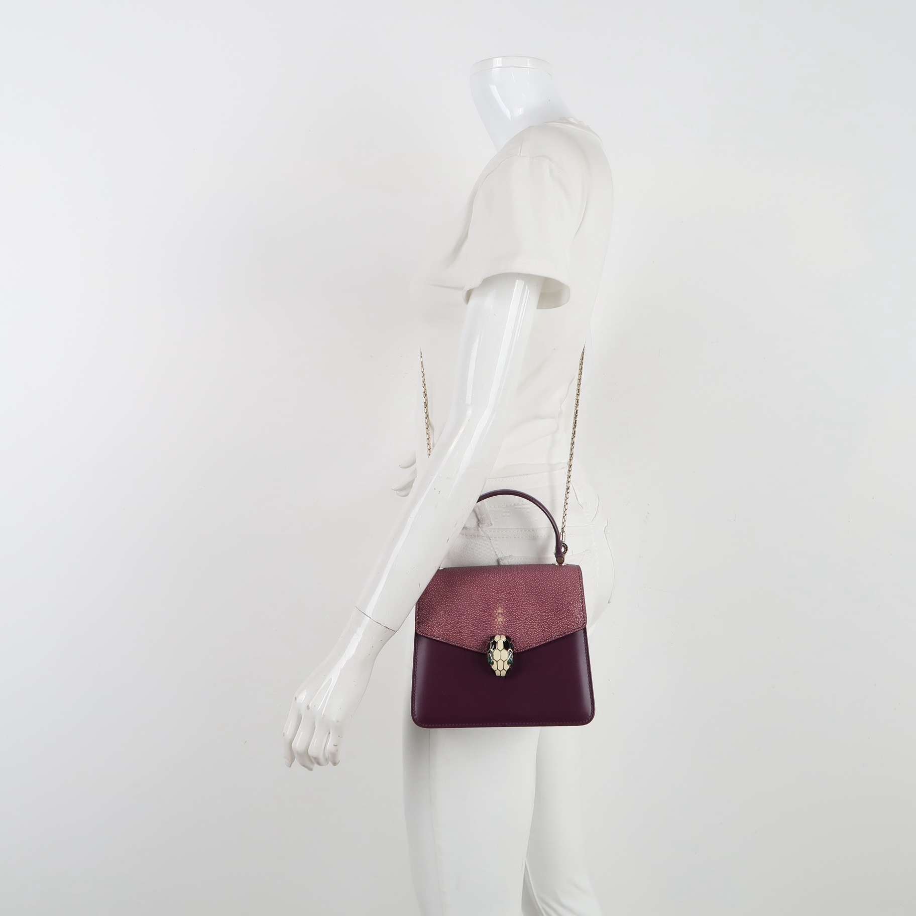 Bvlgari Serpenti Forever Top Handle Bag Leather and Stingray Small — alternate view