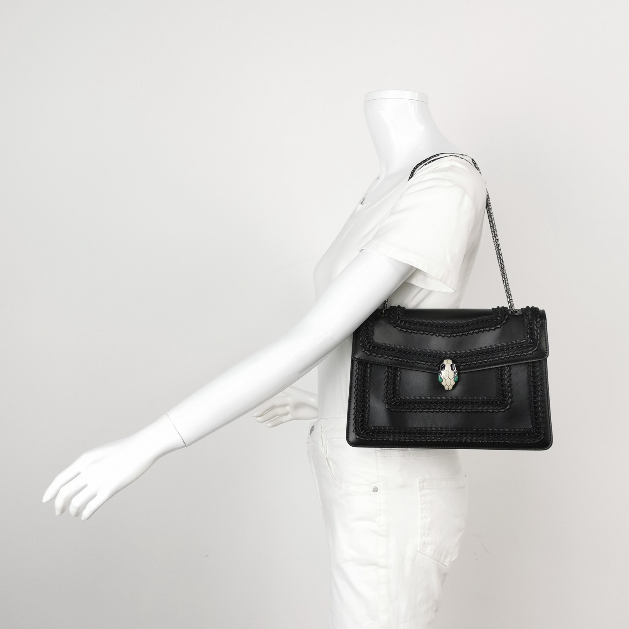 Bvlgari Serpenti Forever Square Shoulder Bag Plisse Leather Medium — alternate view