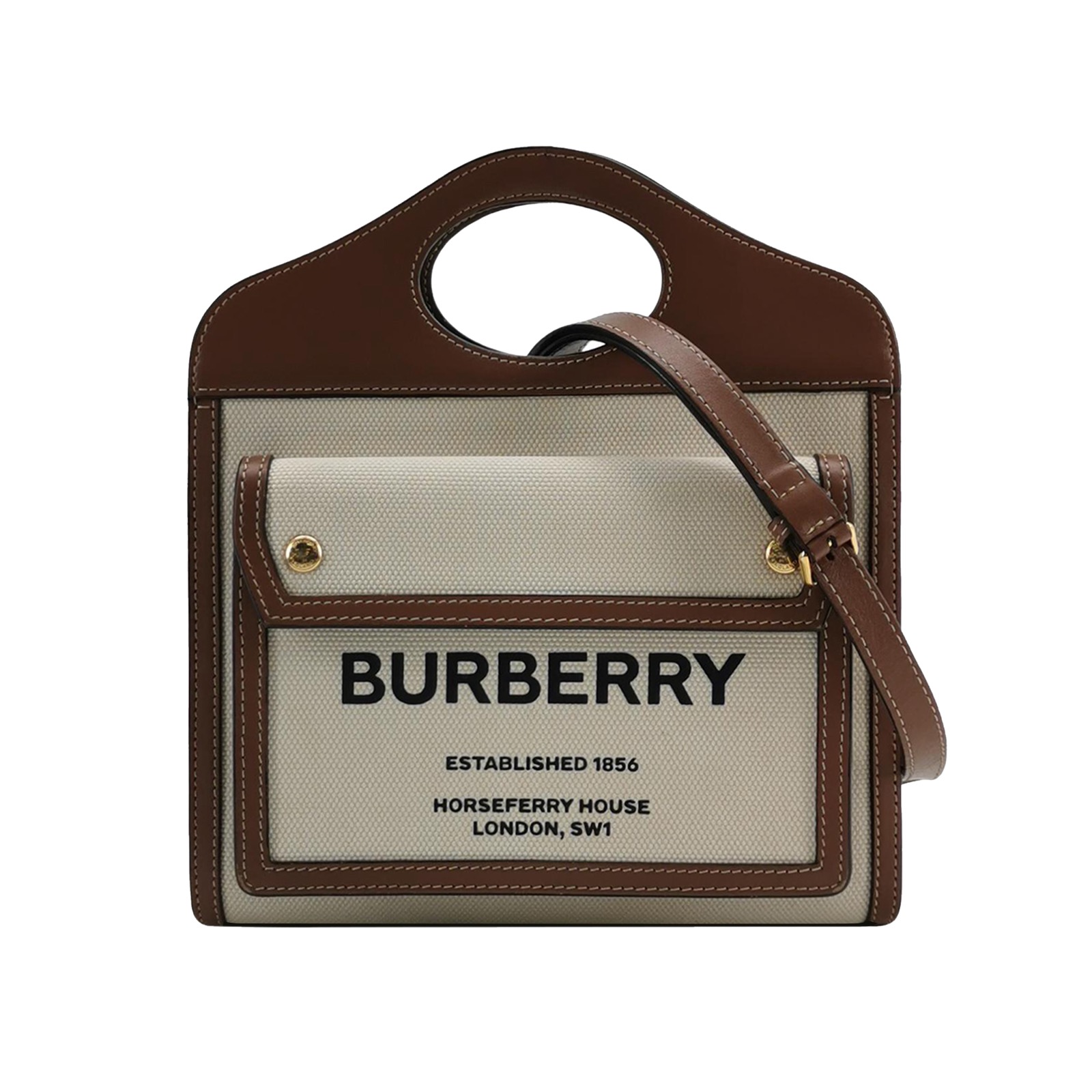 Burberry Logo Pocket Tote Canvas with Leather Mini — photo 1 of 22
