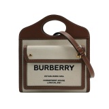 Burberry Logo Pocket Tote Canvas with Leather Mini — thumbnail 1