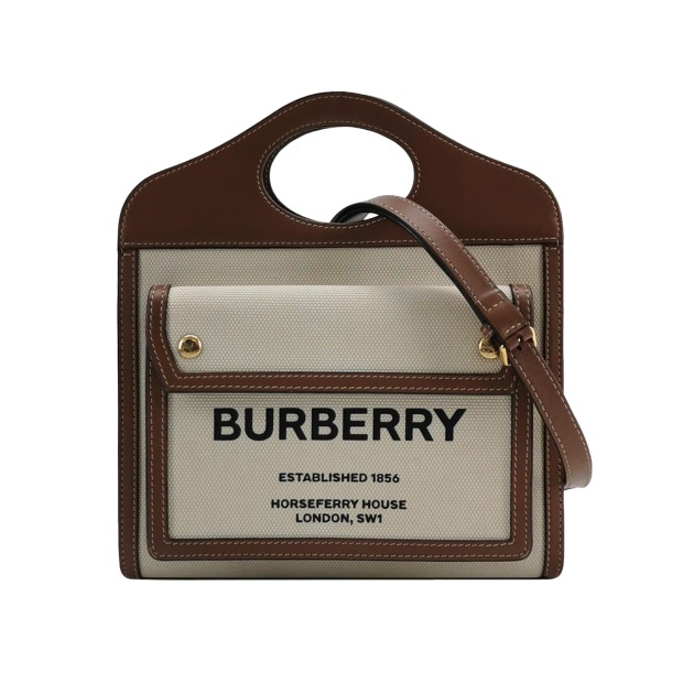 Burberry Logo Pocket Tote Canvas with Leather Mini — pre-owned, Vierlot