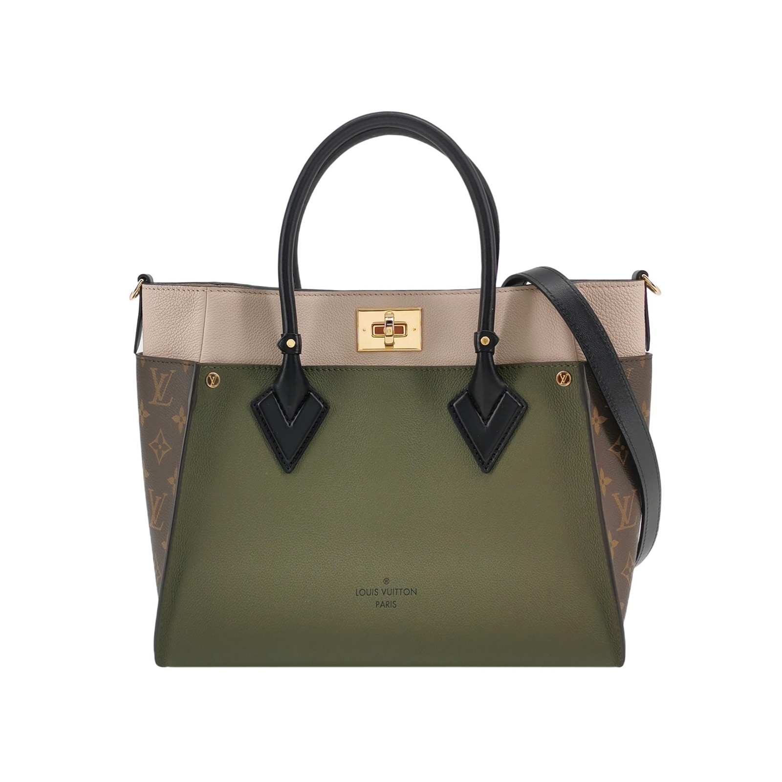 Louis Vuitton(LV) On My Side Tote Leather with Monogram Canvas MM — photo 1 of 21