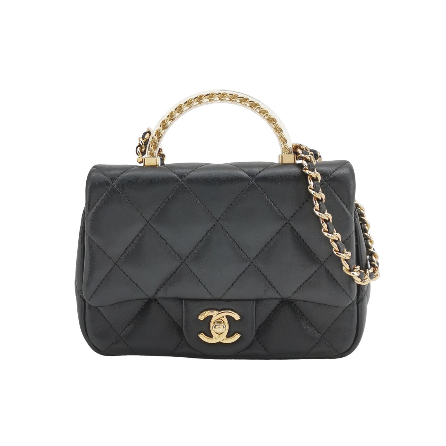 Chanel CF Handle Black Lambskin Crossbody Bag Mini — photo 1 of 21