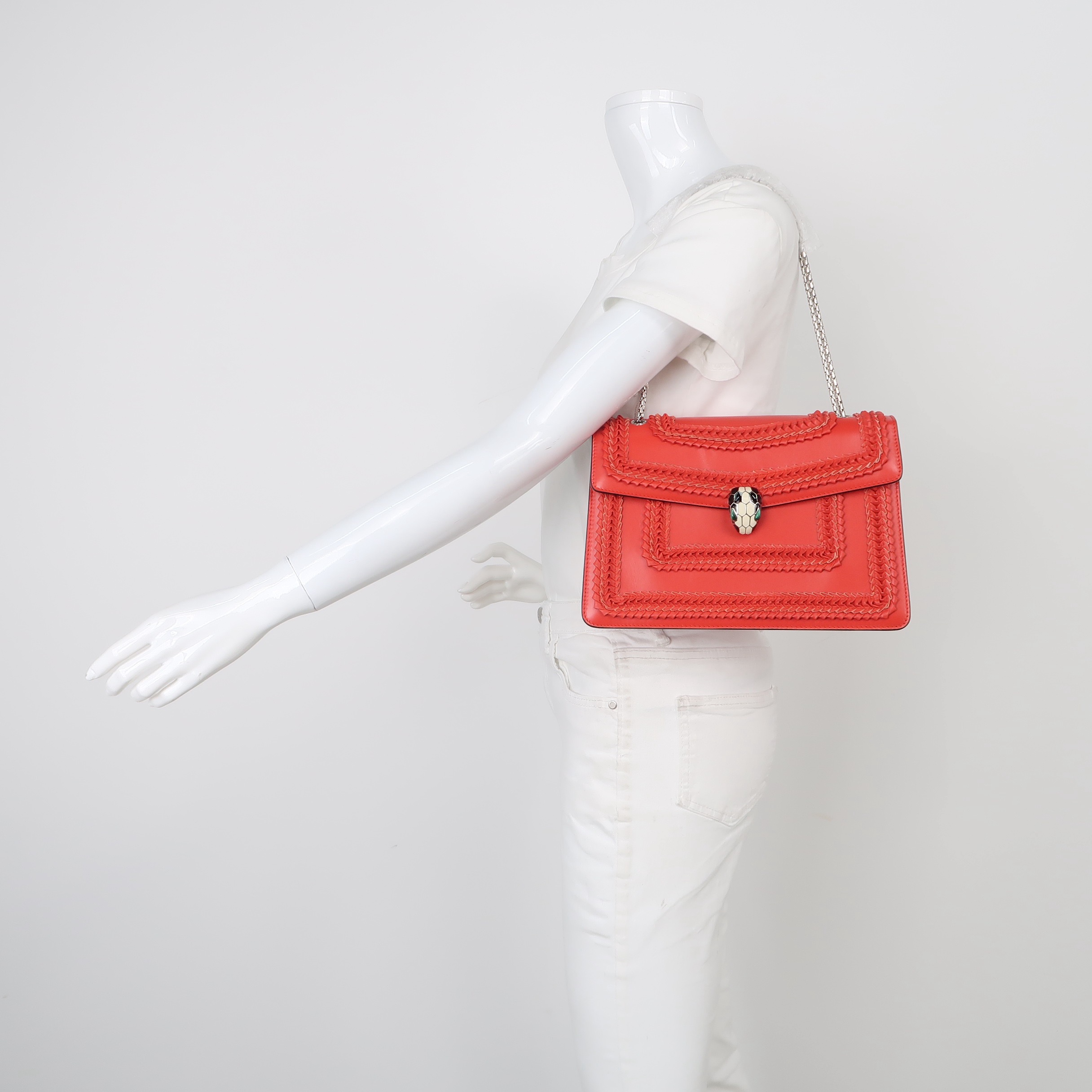 Bvlgari Serpenti Forever Square Shoulder Bag Plisse Leather Medium — alternate view