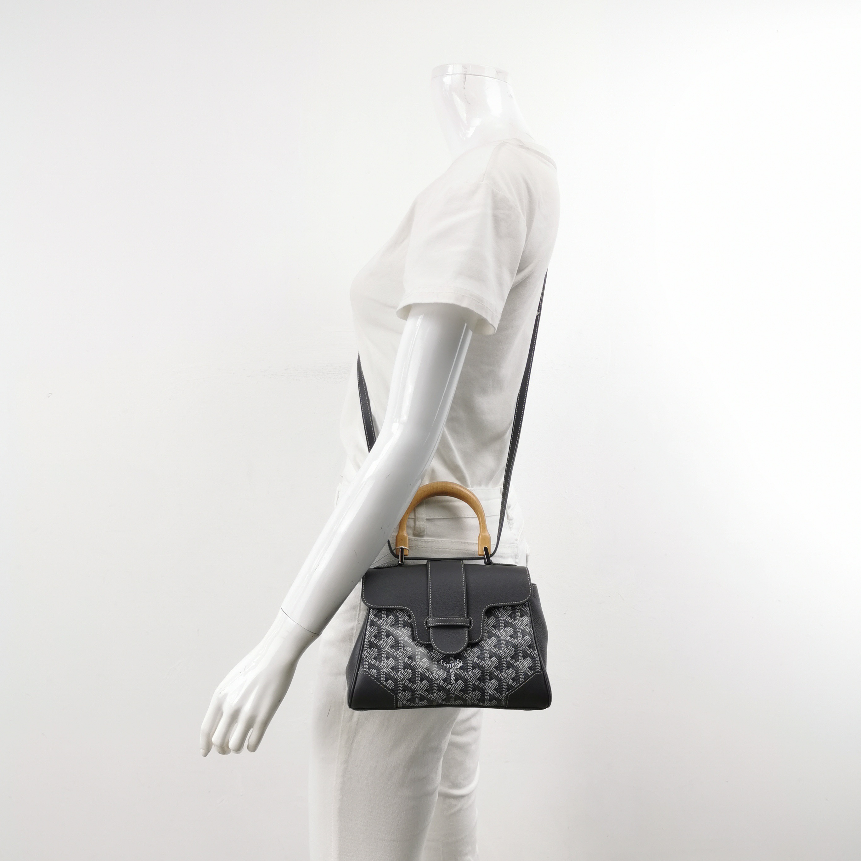Goyard Saigon Top Handle Bag Coated Canvas with Leather Mini — alternate view