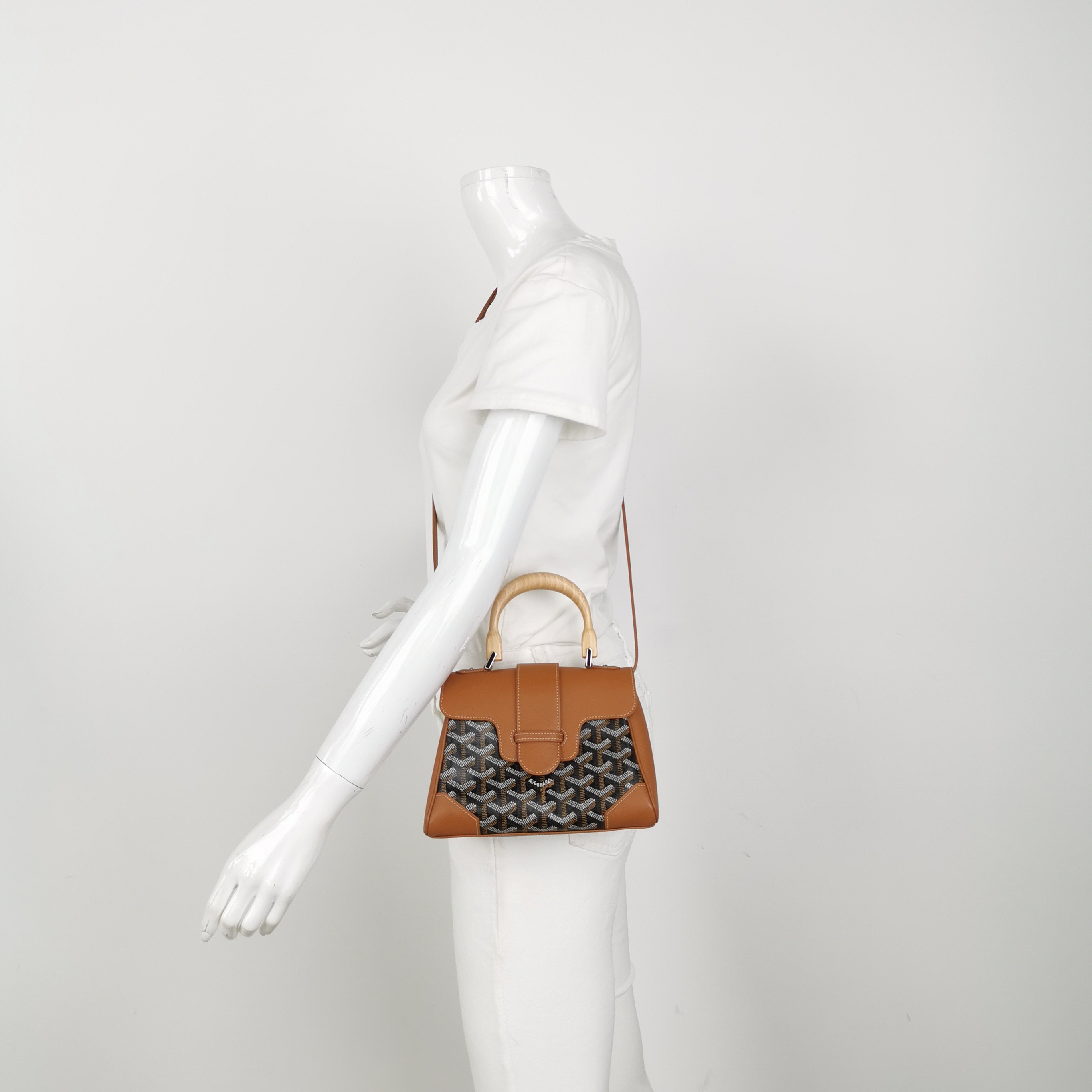 Goyard Saigon Top Handle Bag Coated Canvas with Leather Mini — alternate view